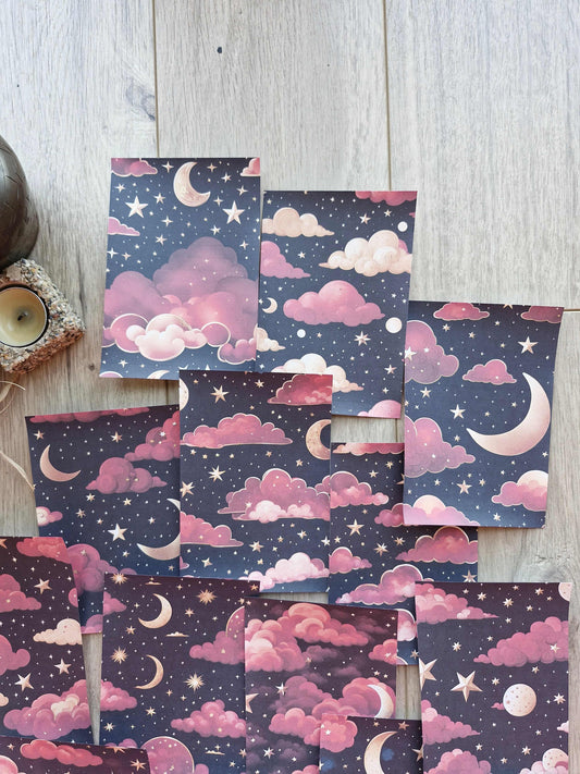 18 Adet Kırmızı Bulut Temalı Scrapbook Kağıt Seti Bullet Journal Dekupaj Kağıdı