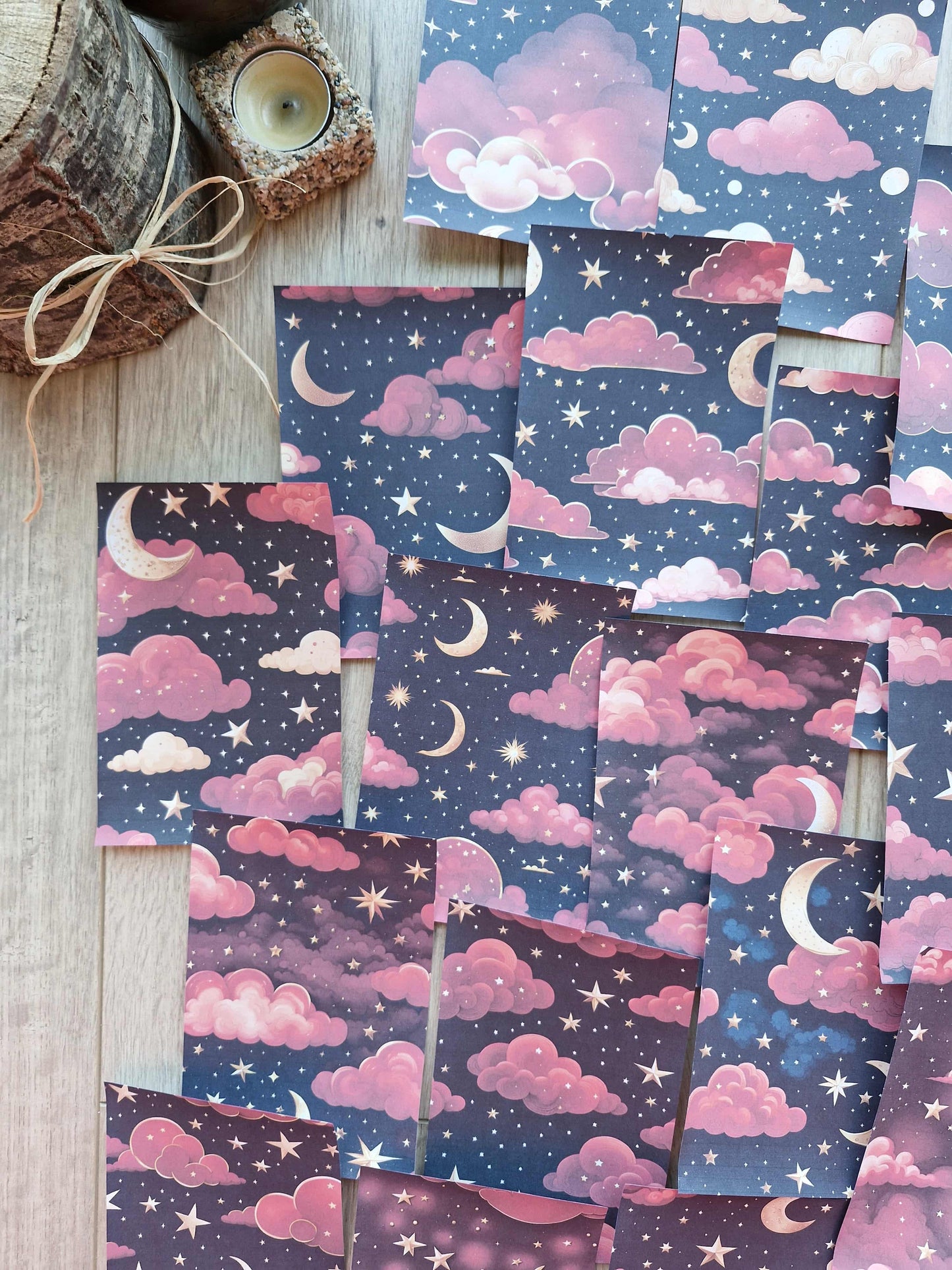 18 Adet Kırmızı Bulut Temalı Scrapbook Kağıt Seti Bullet Journal Dekupaj Kağıdı