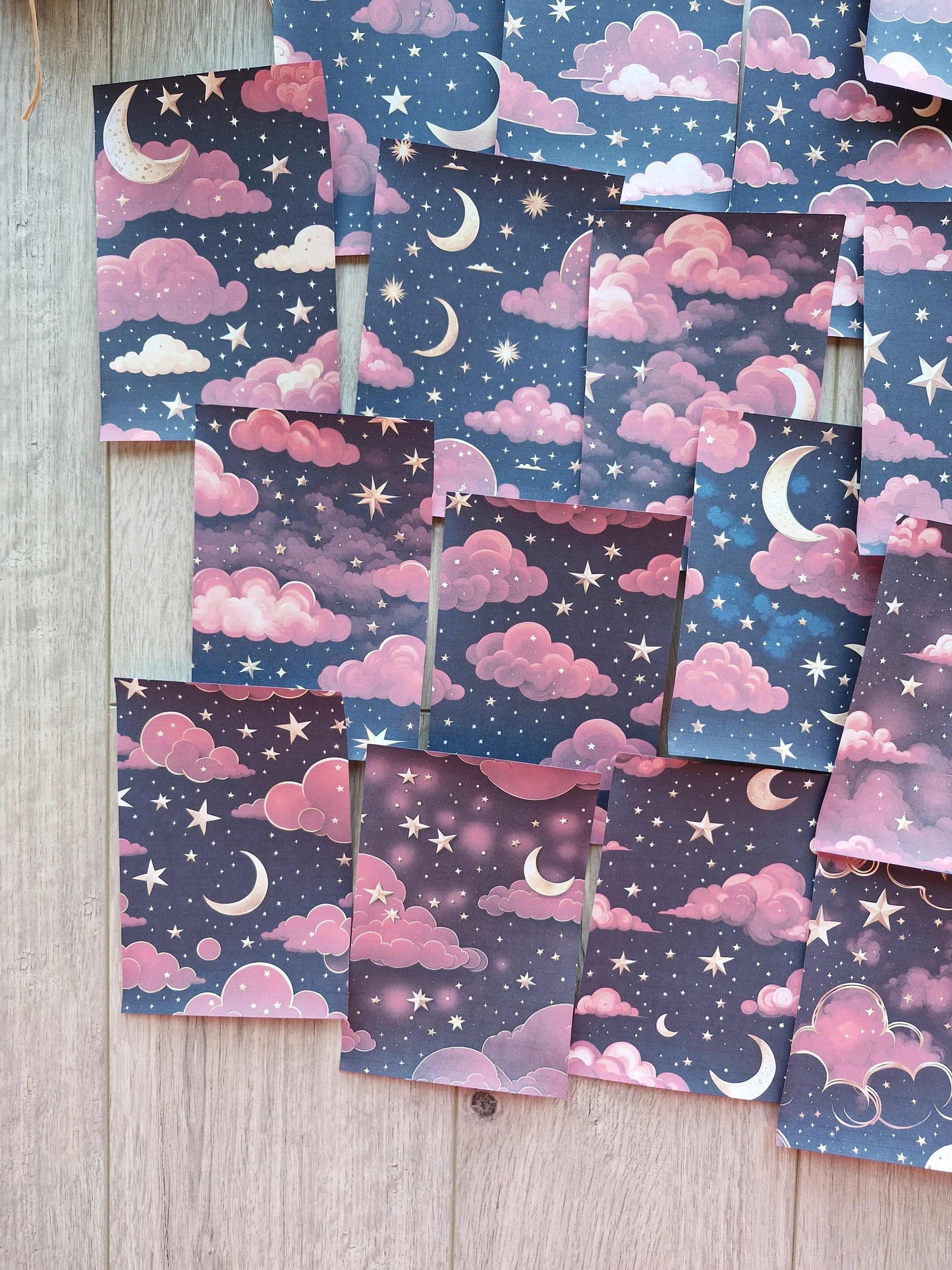 18 Adet Kırmızı Bulut Temalı Scrapbook Kağıt Seti Bullet Journal Dekupaj Kağıdı