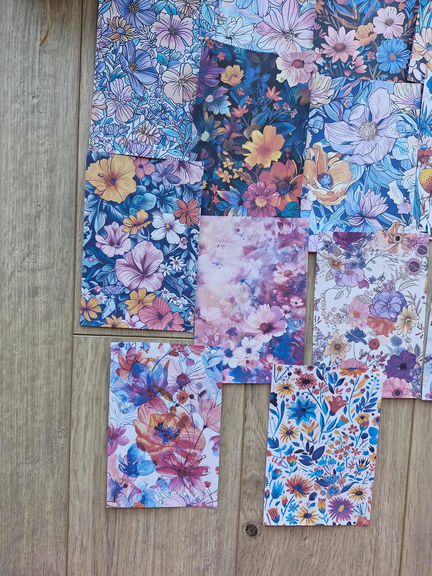 15 Adet Renkli Çiçek Temalı Scrapbook Kağıt Seti Bullet Journal Dekupaj Kağıdı