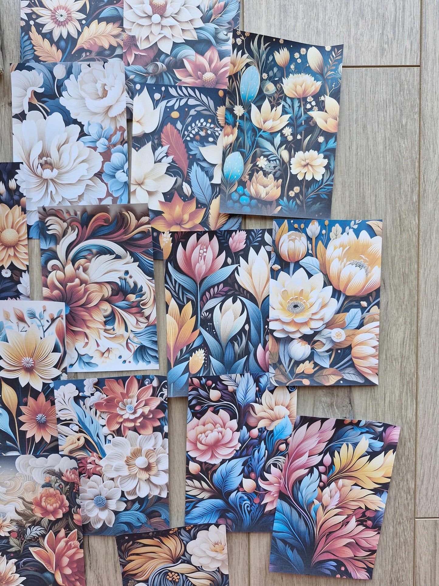 15 Adet Siyah Renkli Çiçek Temalı Scrapbook Kağıt Seti Bullet Journal Dekupaj Kağıdı