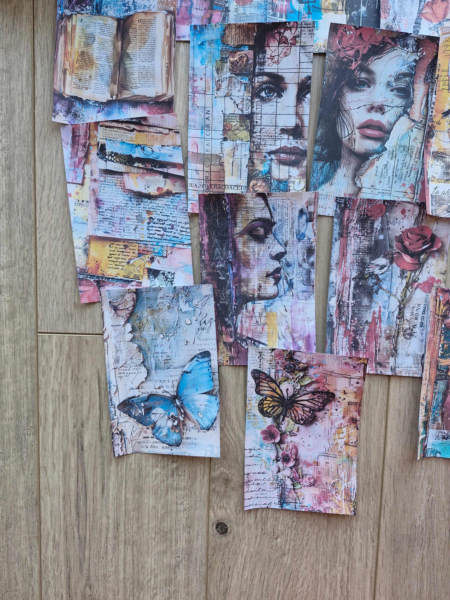 15 Adet Artistik Kolaj Temalı Scrapbook Kağıt Seti Bullet Journal Dekupaj Kağıdı Renkli
