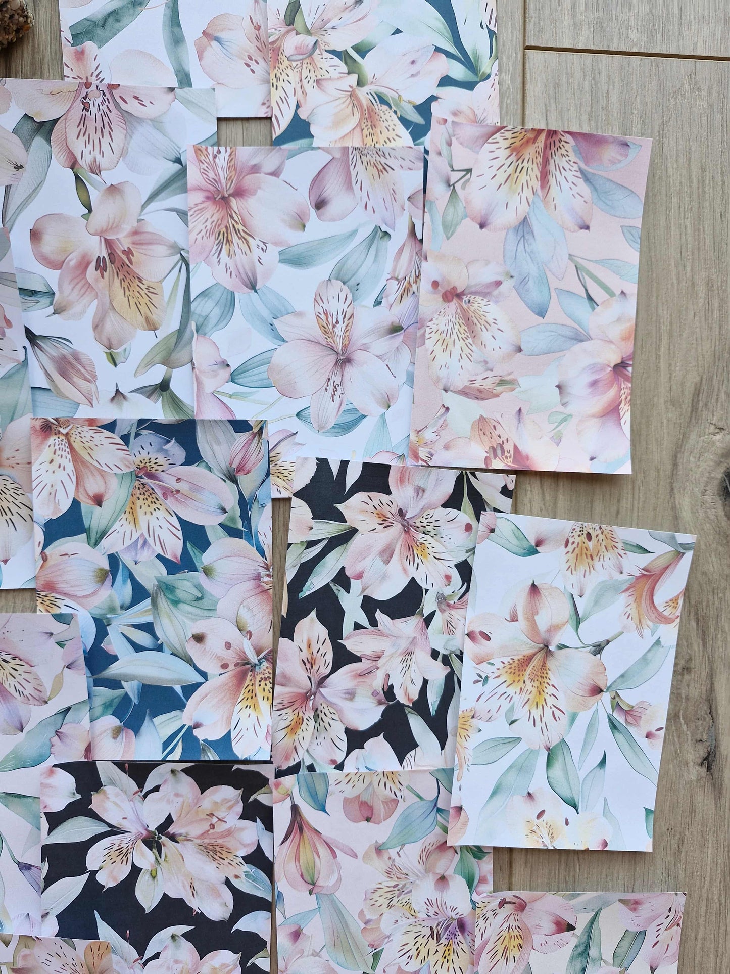 15 Adet Eskitme Vintage Lilyum Temalı Scrapbook Kağıt Seti Bullet Journal Dekupaj Kağıdı Çiçek
