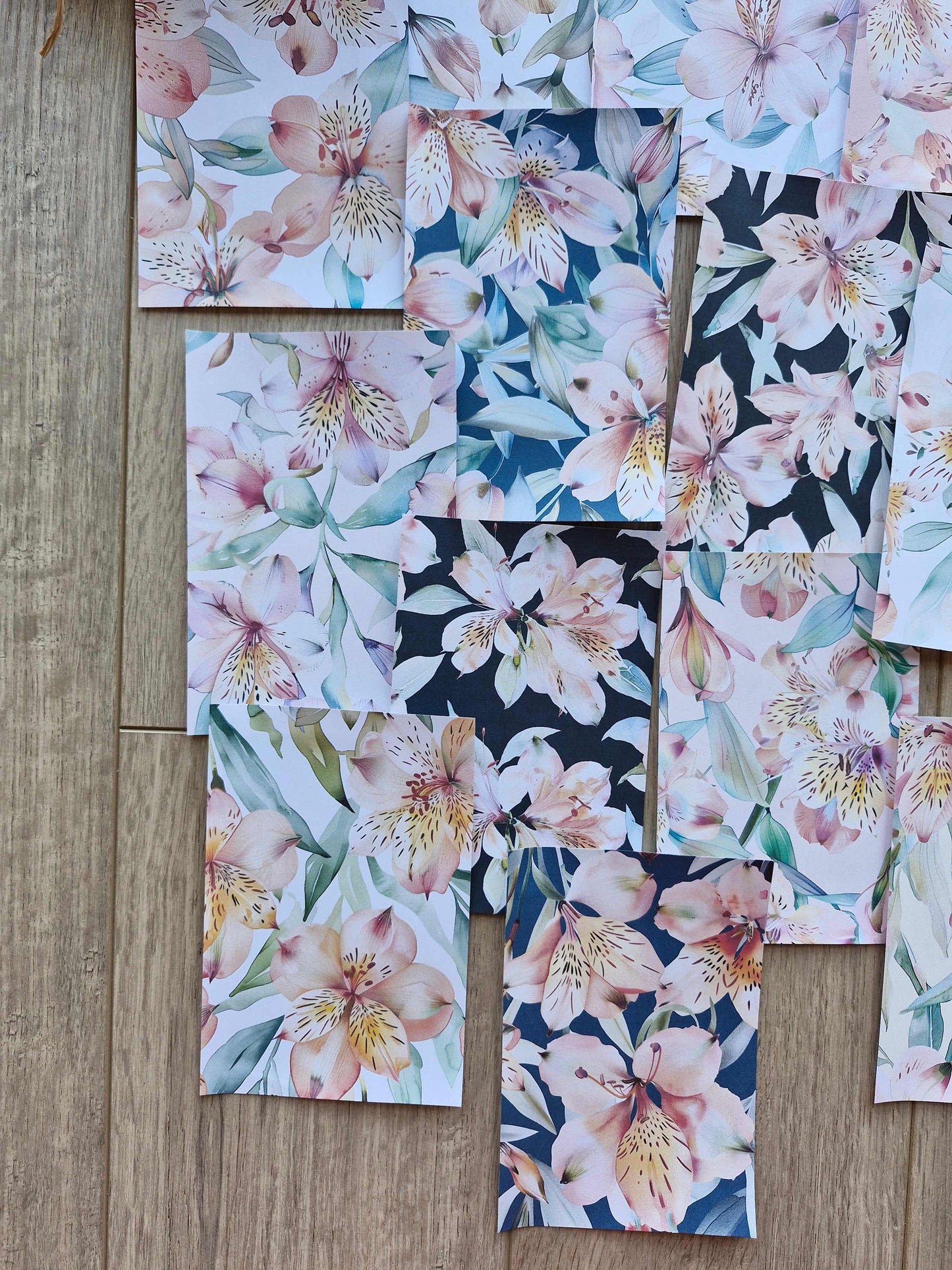 15 Adet Eskitme Vintage Lilyum Temalı Scrapbook Kağıt Seti Bullet Journal Dekupaj Kağıdı Çiçek