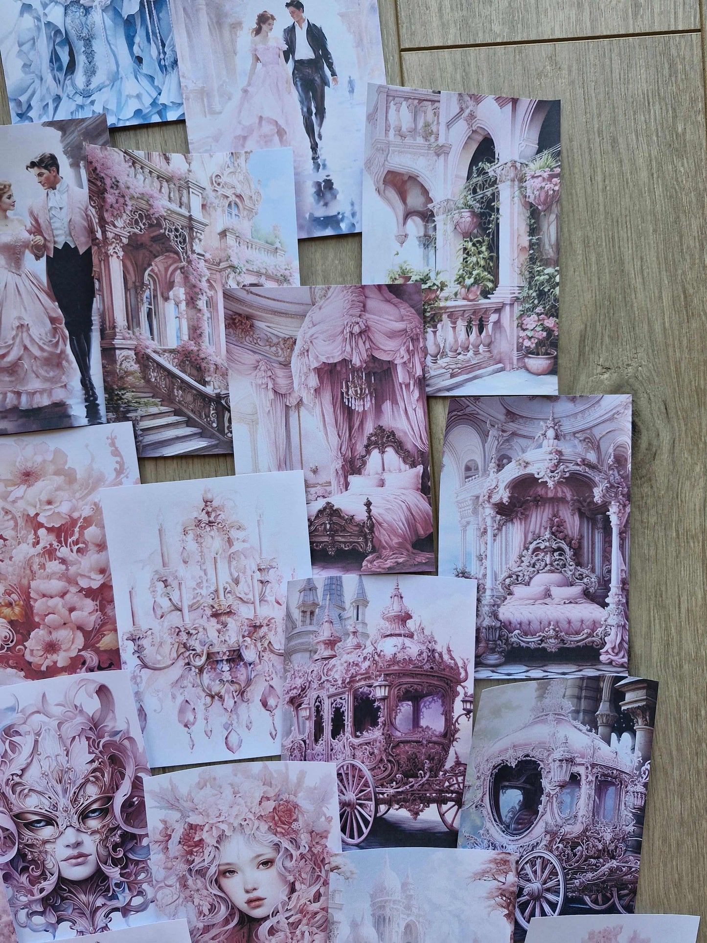 38 Adet Pembe Scrapbook Kağıt Seti Leydi Elibse Balo Temalı Bullet Journal Dekupaj Kağıdı