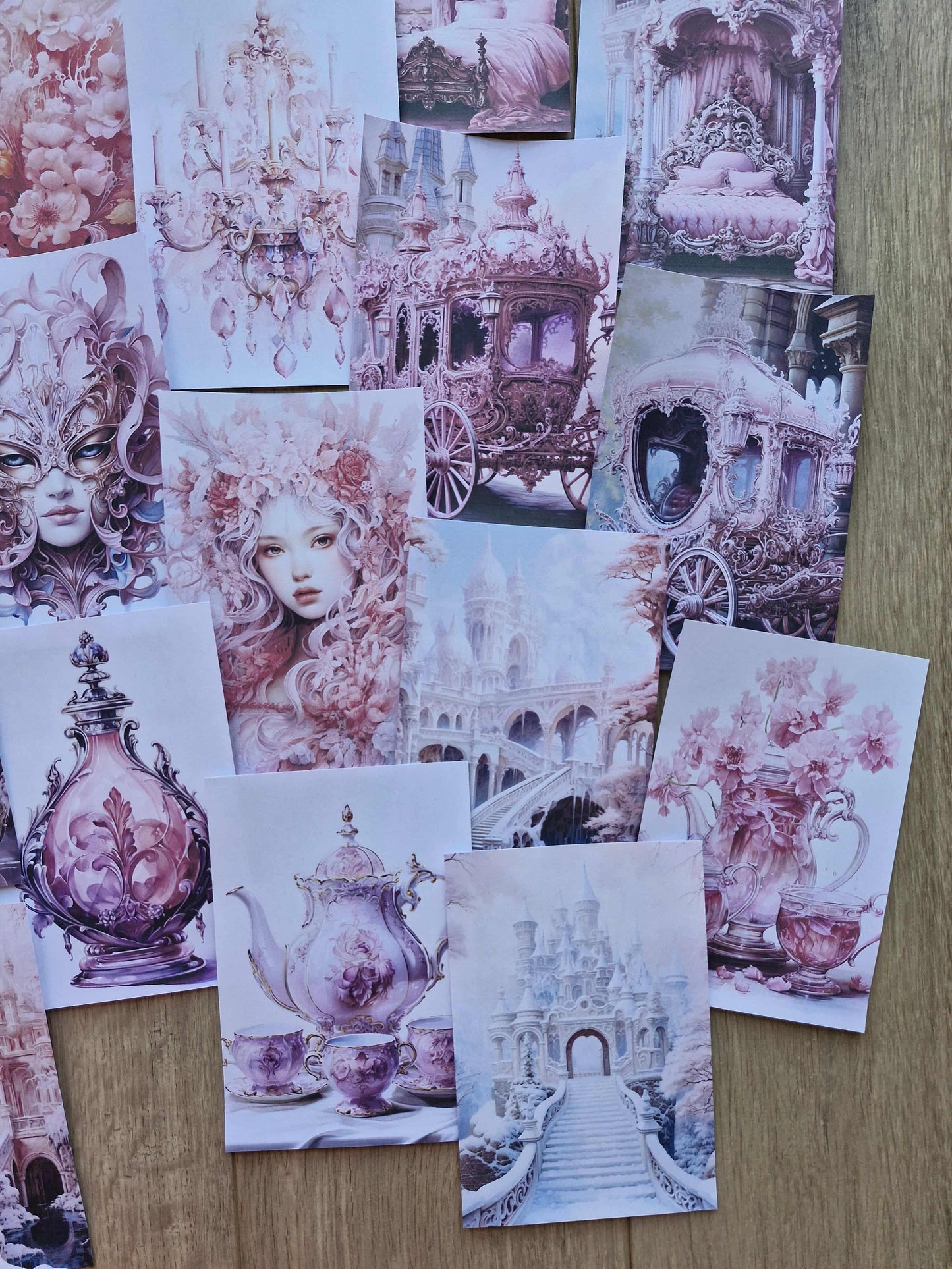 38 Adet Pembe Scrapbook Kağıt Seti Leydi Elibse Balo Temalı Bullet Journal Dekupaj Kağıdı