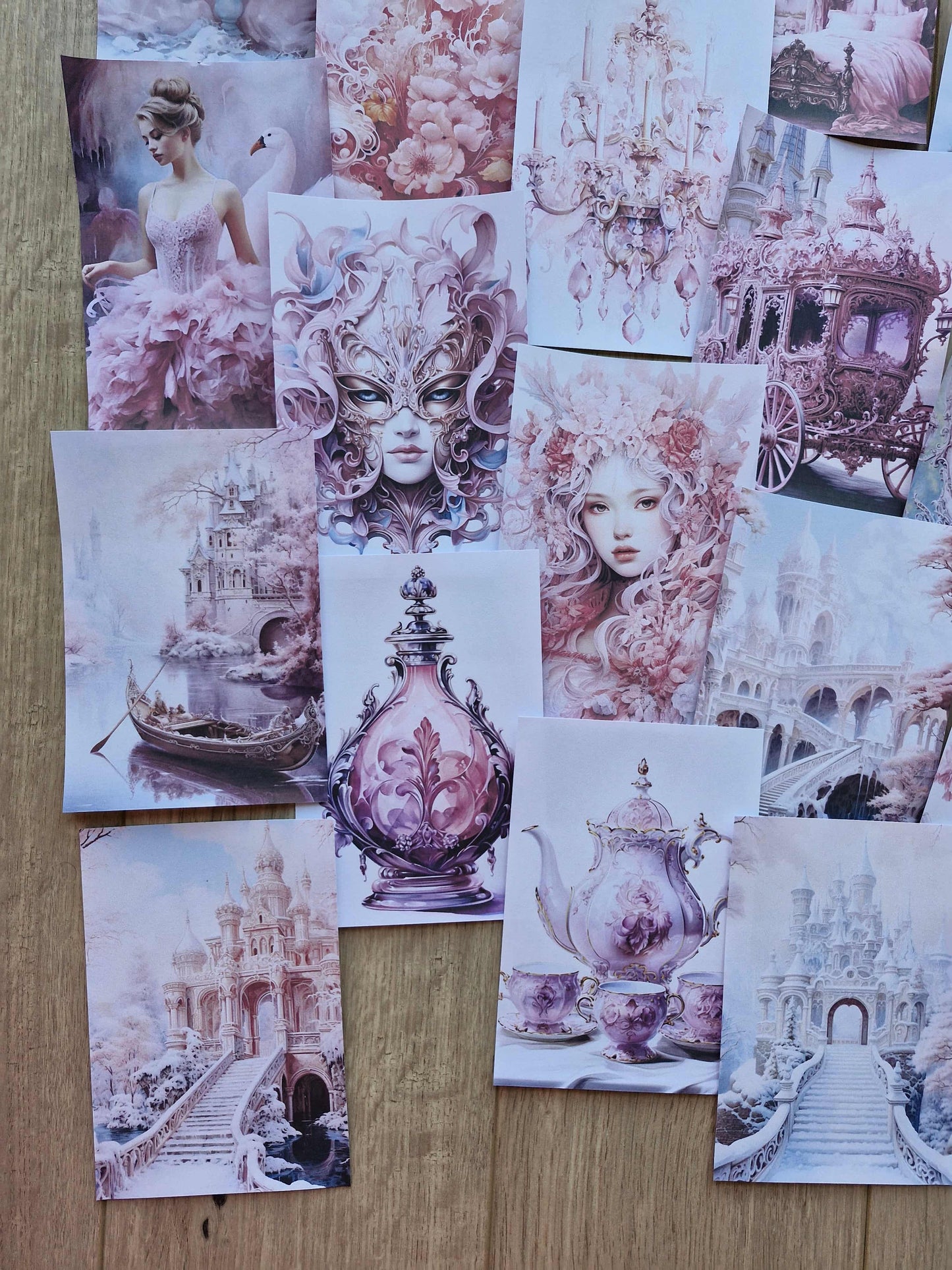 38 Adet Pembe Scrapbook Kağıt Seti Leydi Elibse Balo Temalı Bullet Journal Dekupaj Kağıdı