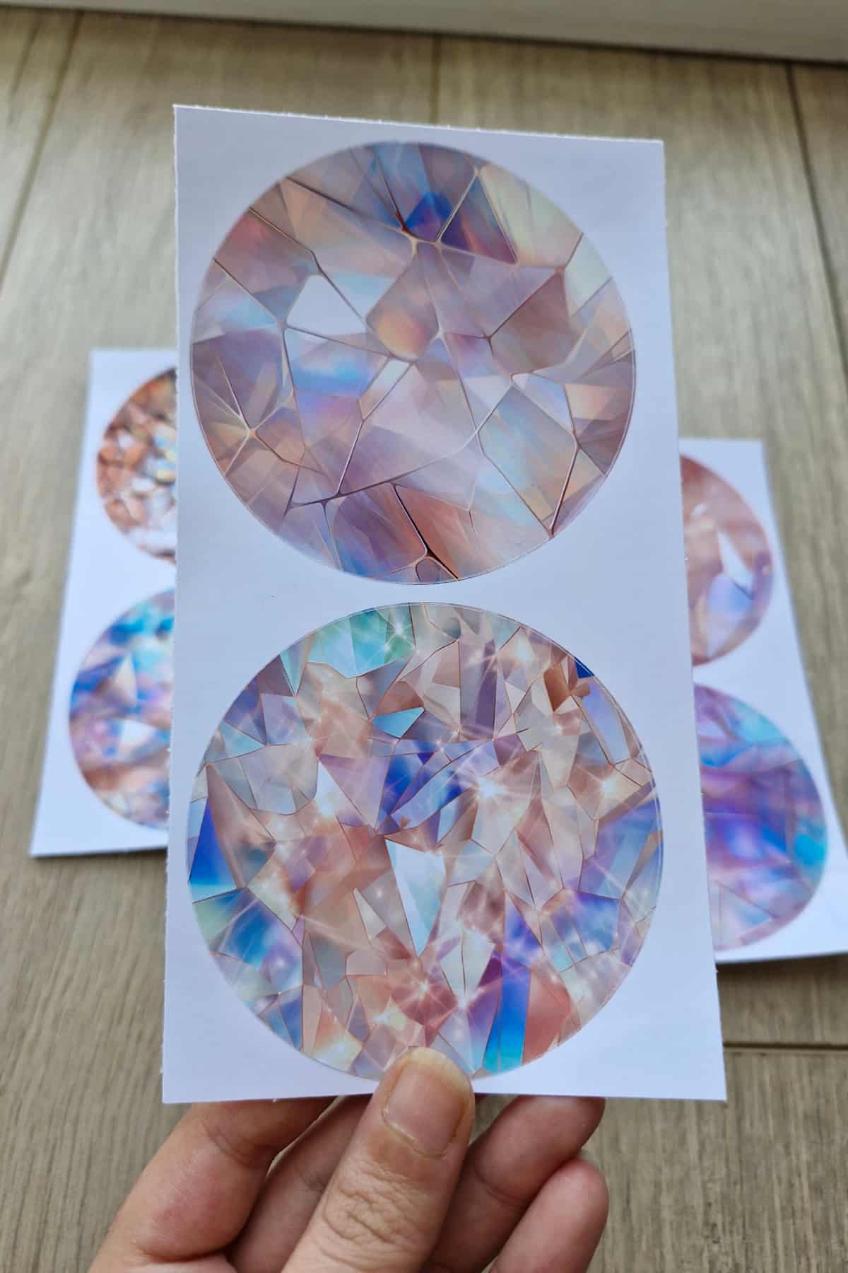 6 Adet Vitray Pembe Sticker Seti Bullet Journal Laptop Termos Scrapbook Renkli Cam Yuvarlak Sticker