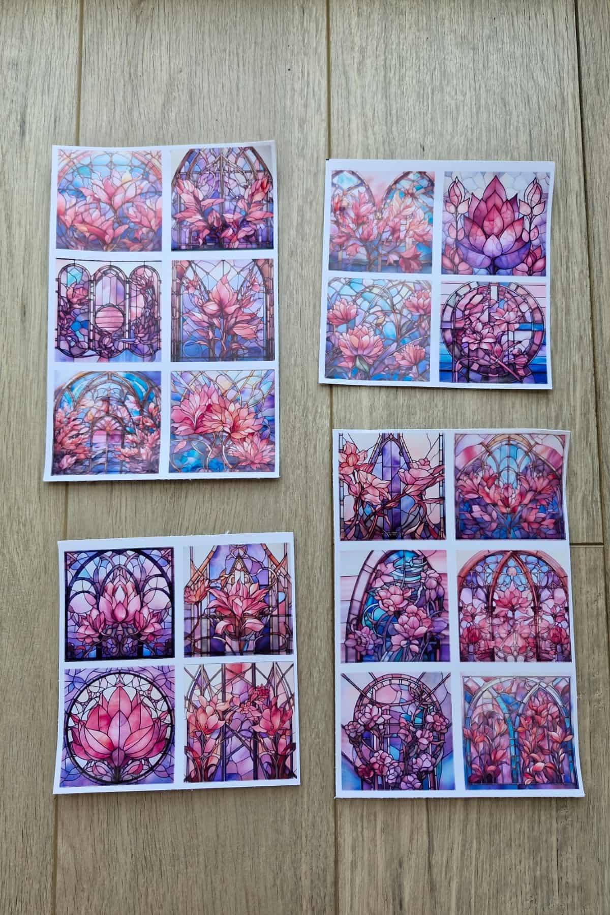 20 Adet Vitray Pembe Sticker Seti Bullet Journal Laptop Termos Renkli Cam Kare Sticker