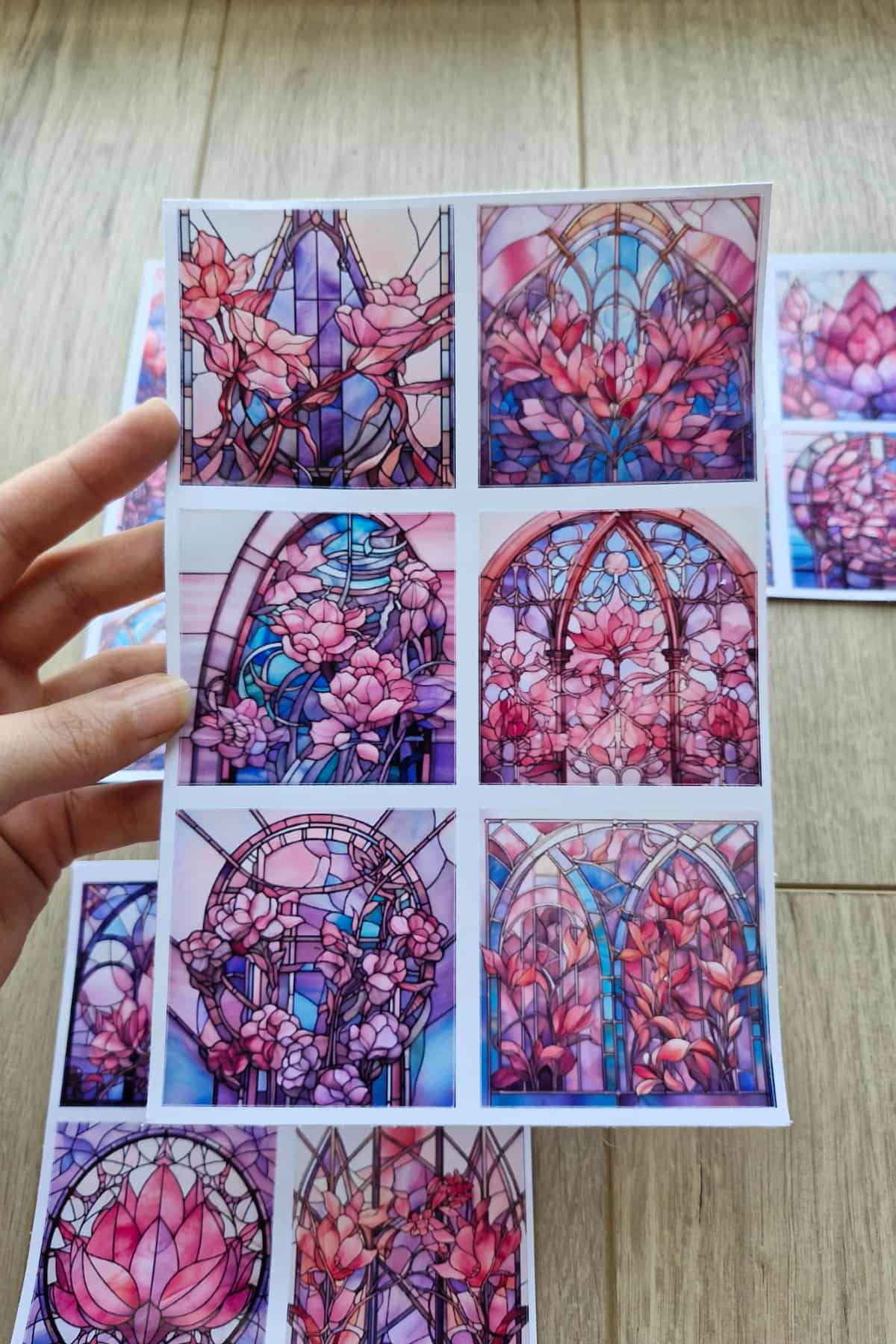 20 Adet Vitray Pembe Sticker Seti Bullet Journal Laptop Termos Renkli Cam Kare Sticker