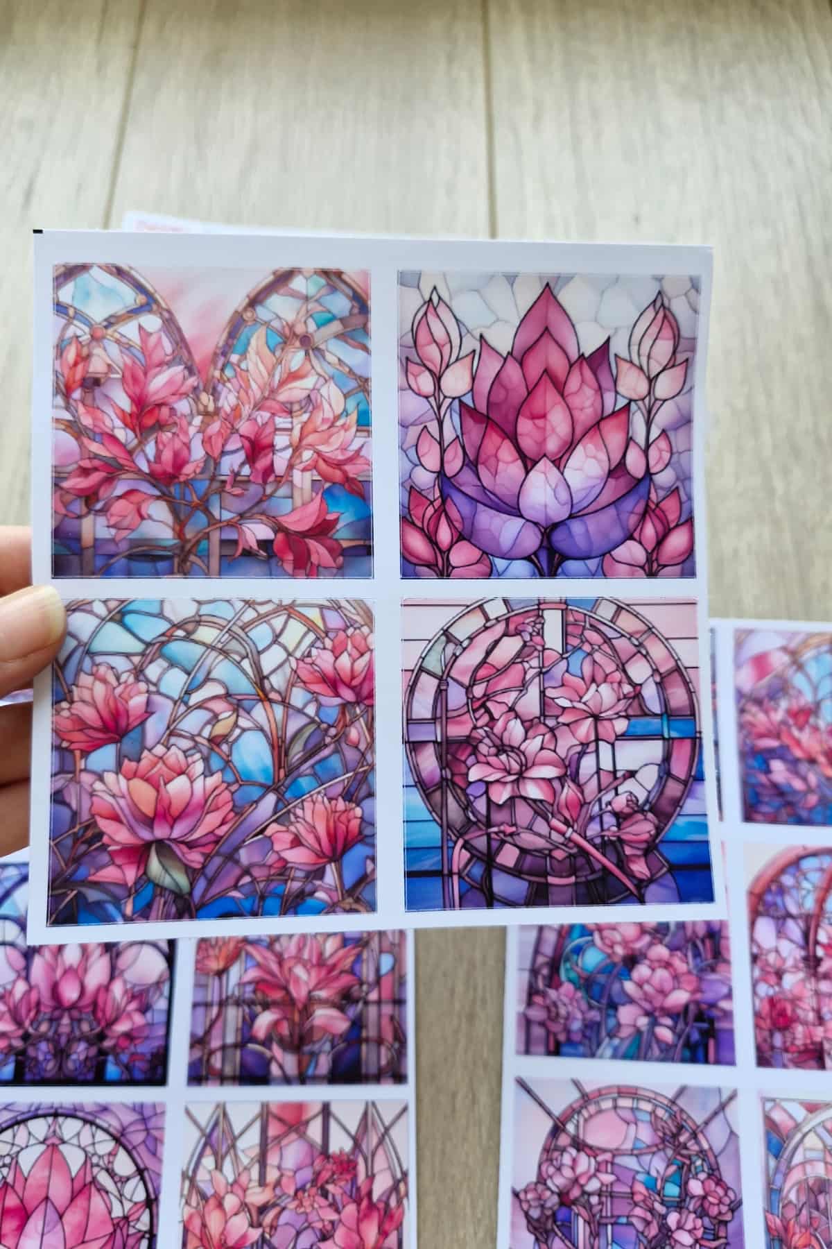 20 Adet Vitray Pembe Sticker Seti Bullet Journal Laptop Termos Renkli Cam Kare Sticker