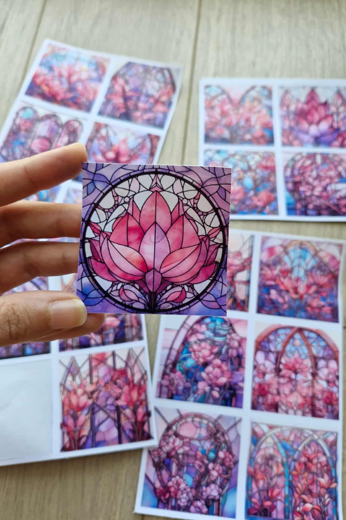20 Adet Vitray Pembe Sticker Seti Bullet Journal Laptop Termos Renkli Cam Kare Sticker