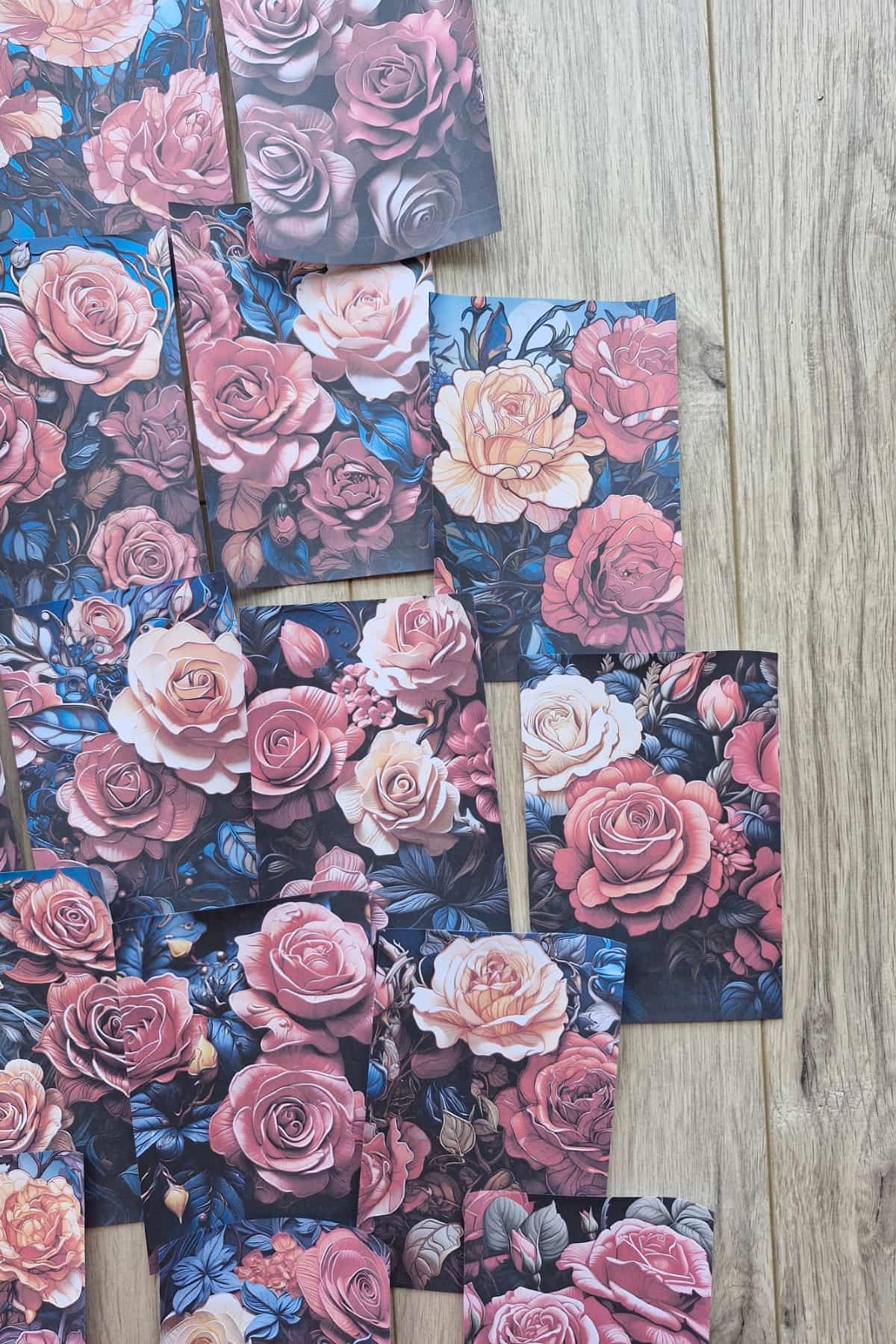 15 Adet Eskitme Vintage Vitray Çiçek Temalı Scrapbook Kağıt Seti Bullet Journal Dekupaj Kağıdı