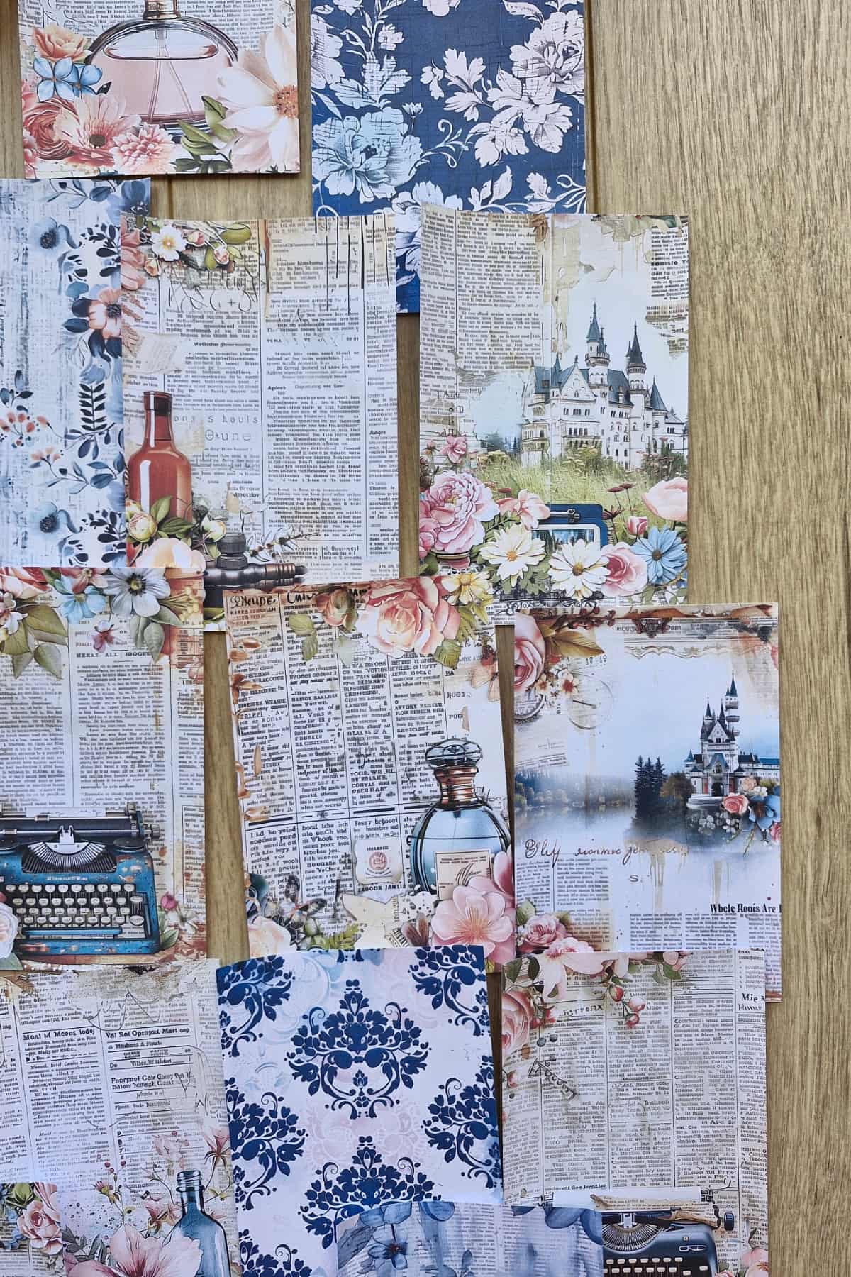 15 Adet Eskitme Vintage Çiçek Temalı Scrapbook Kağıt Seti Bullet Journal Dekupaj Kağıdı Parfüm