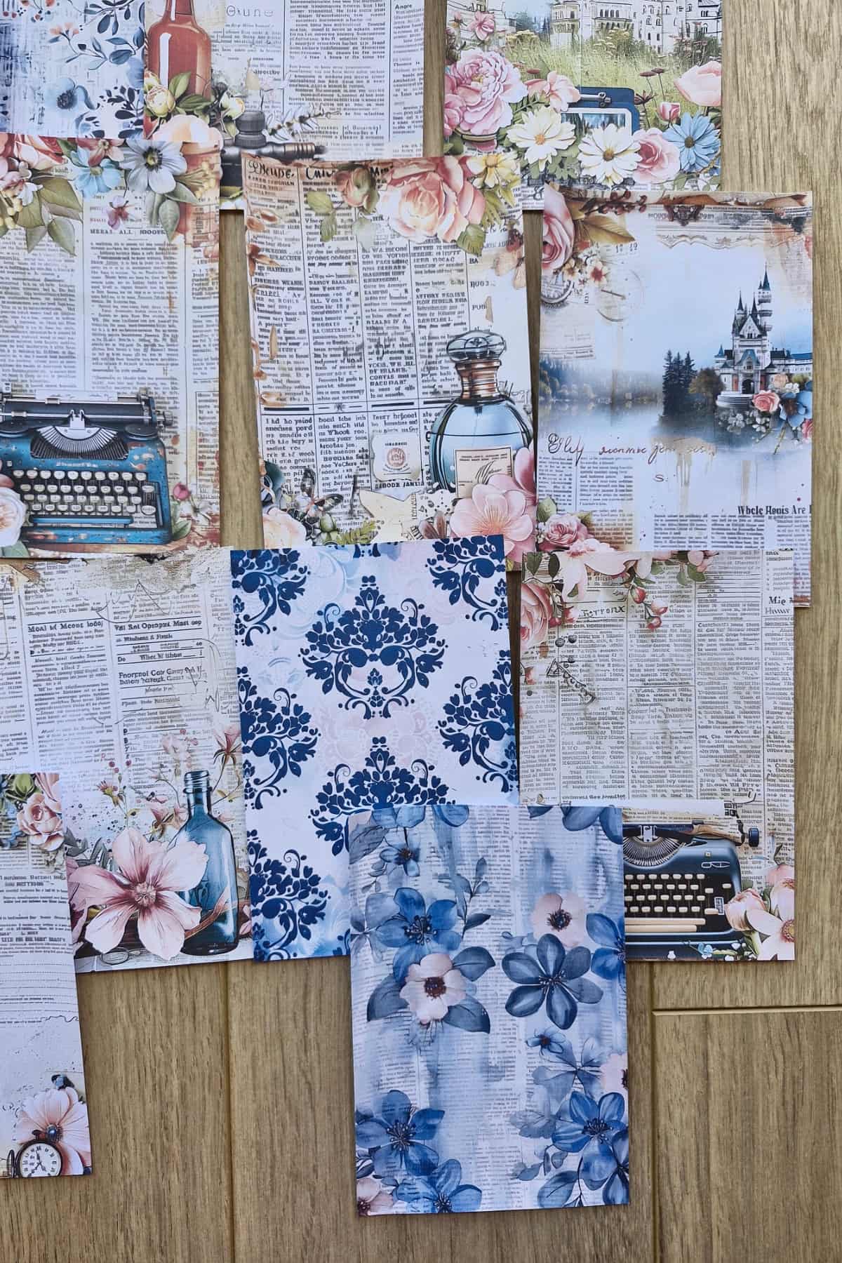 15 Adet Eskitme Vintage Çiçek Temalı Scrapbook Kağıt Seti Bullet Journal Dekupaj Kağıdı Parfüm
