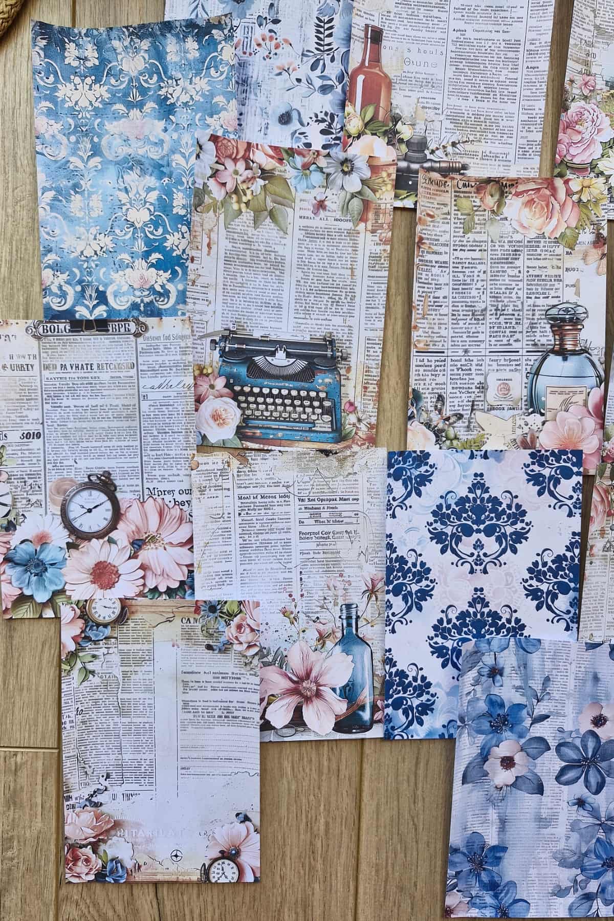 15 Adet Eskitme Vintage Çiçek Temalı Scrapbook Kağıt Seti Bullet Journal Dekupaj Kağıdı Parfüm