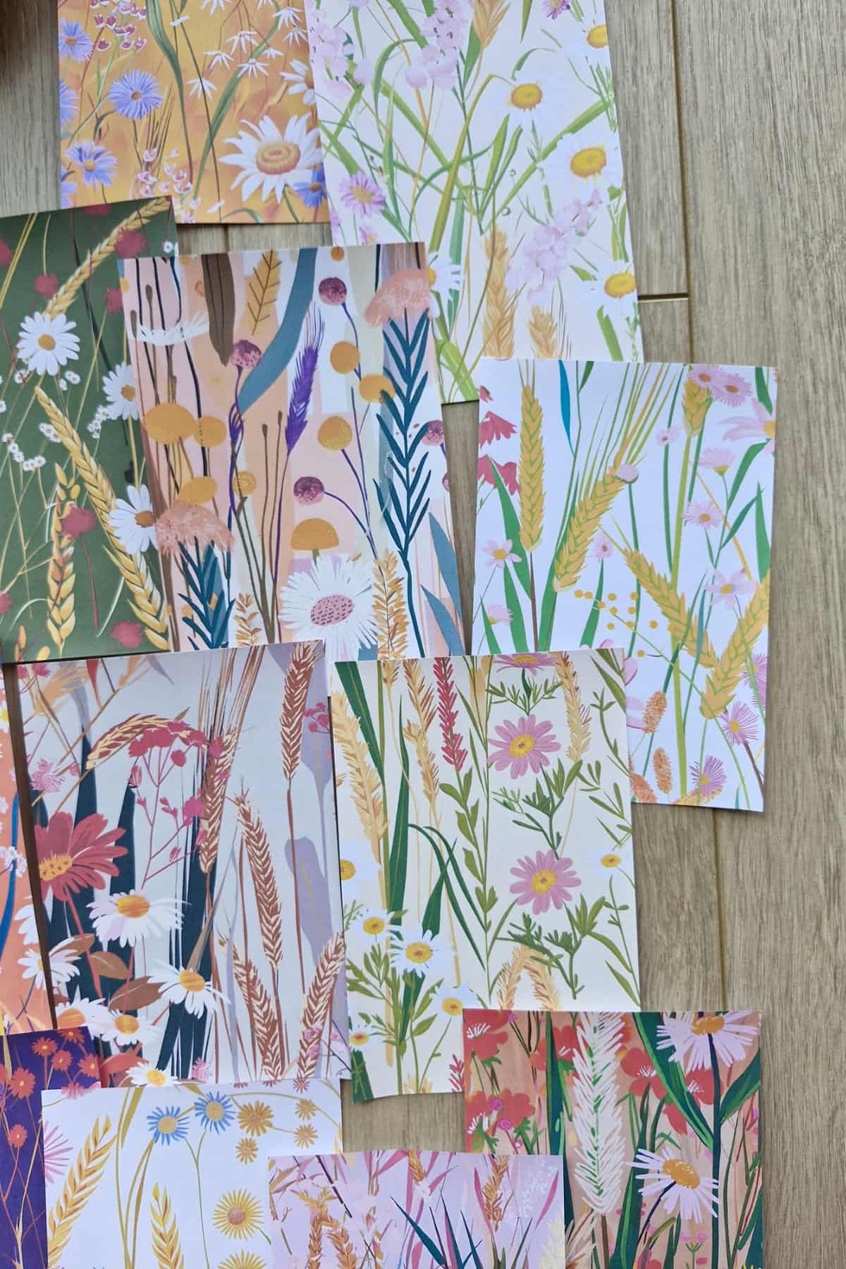 12 Adet Pastel Renkli Çiçek Temalı Scrapbook Kağıt Seti Bullet Journal Dekupaj Kağıdı