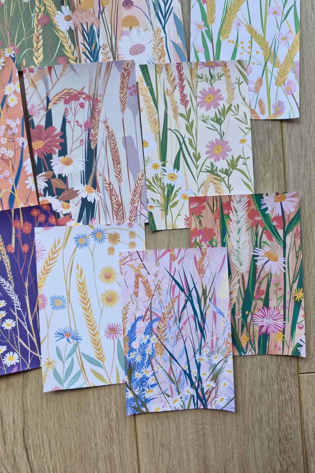 12 Adet Pastel Renkli Çiçek Temalı Scrapbook Kağıt Seti Bullet Journal Dekupaj Kağıdı