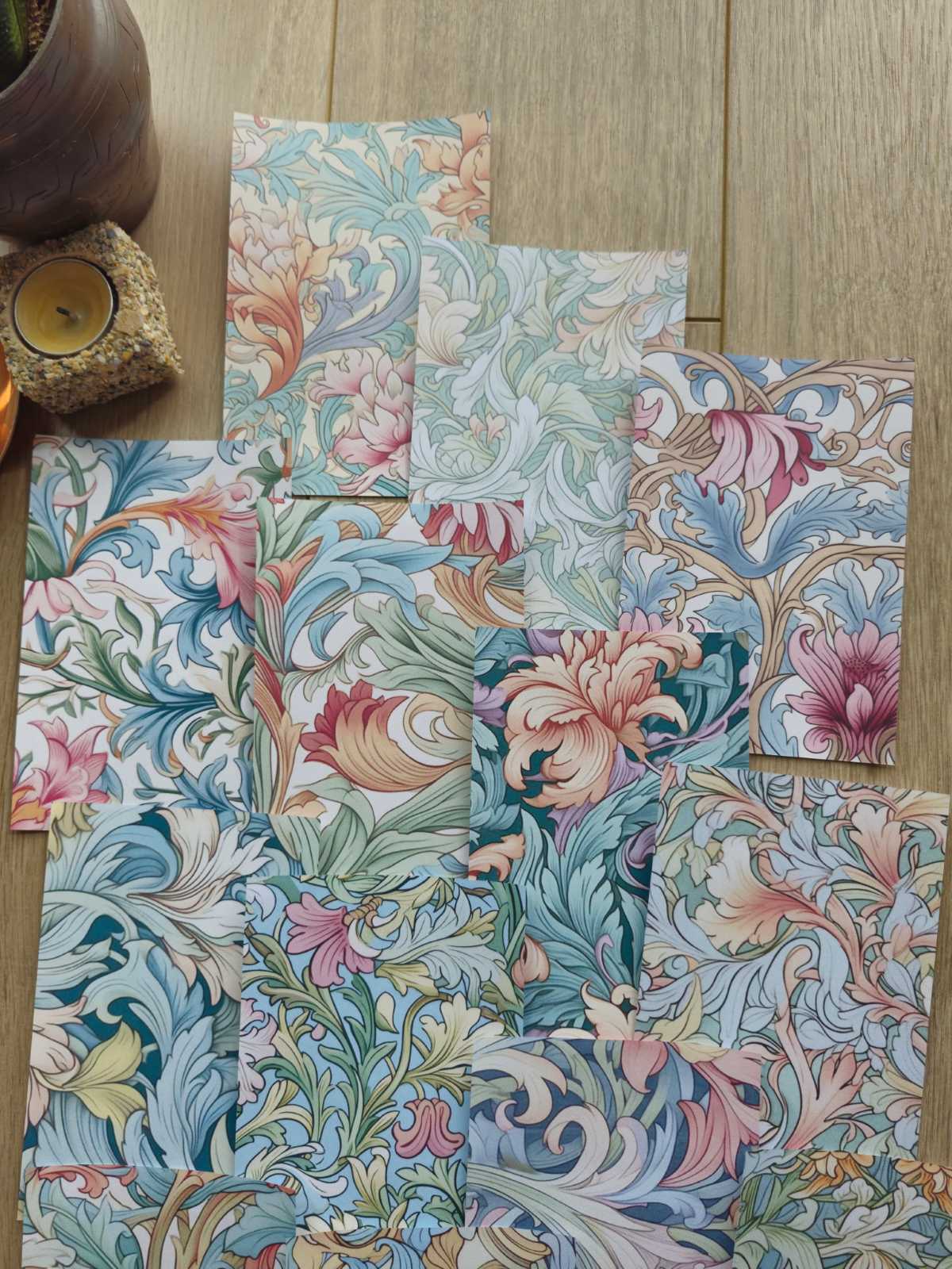 15 Adet Şal Desen Scrapbook Kağıt Seti Bullet Journal Dekupaj Kağıdı