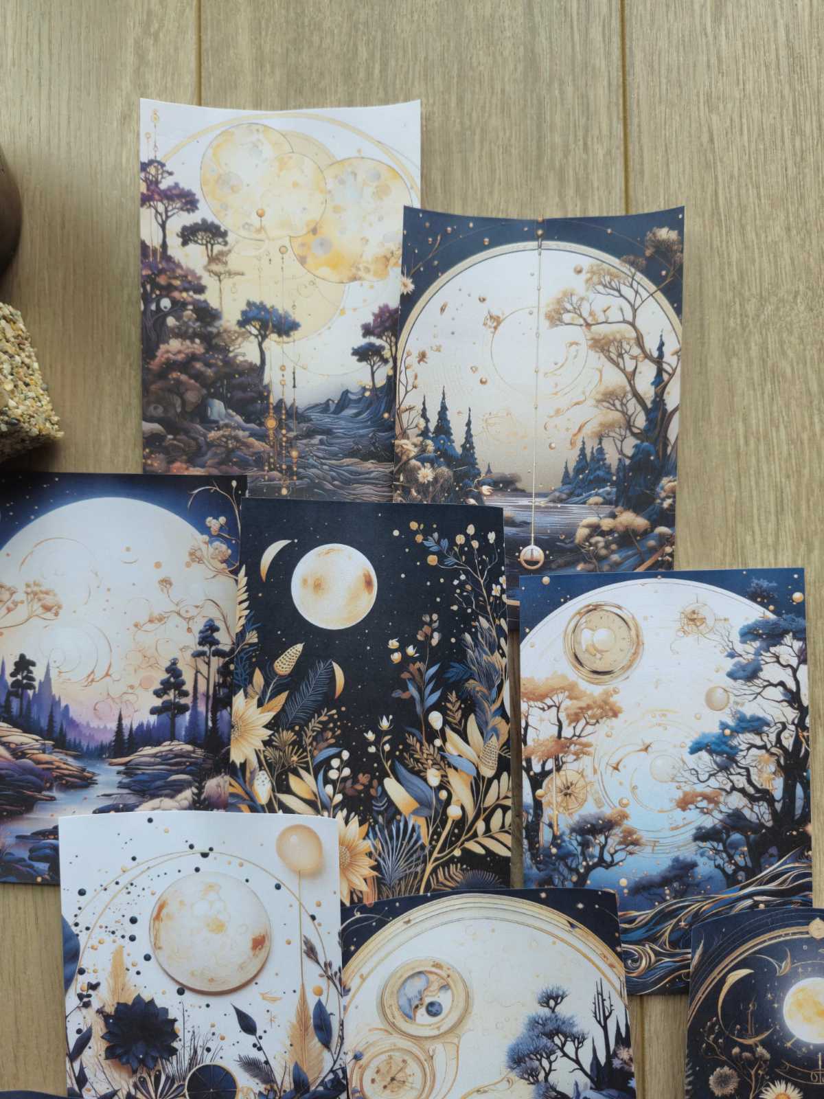 15 Adet Siyah Ay Temalı Scrapbook Kağıt Seti Bullet Journal Dekupaj Kağıdı