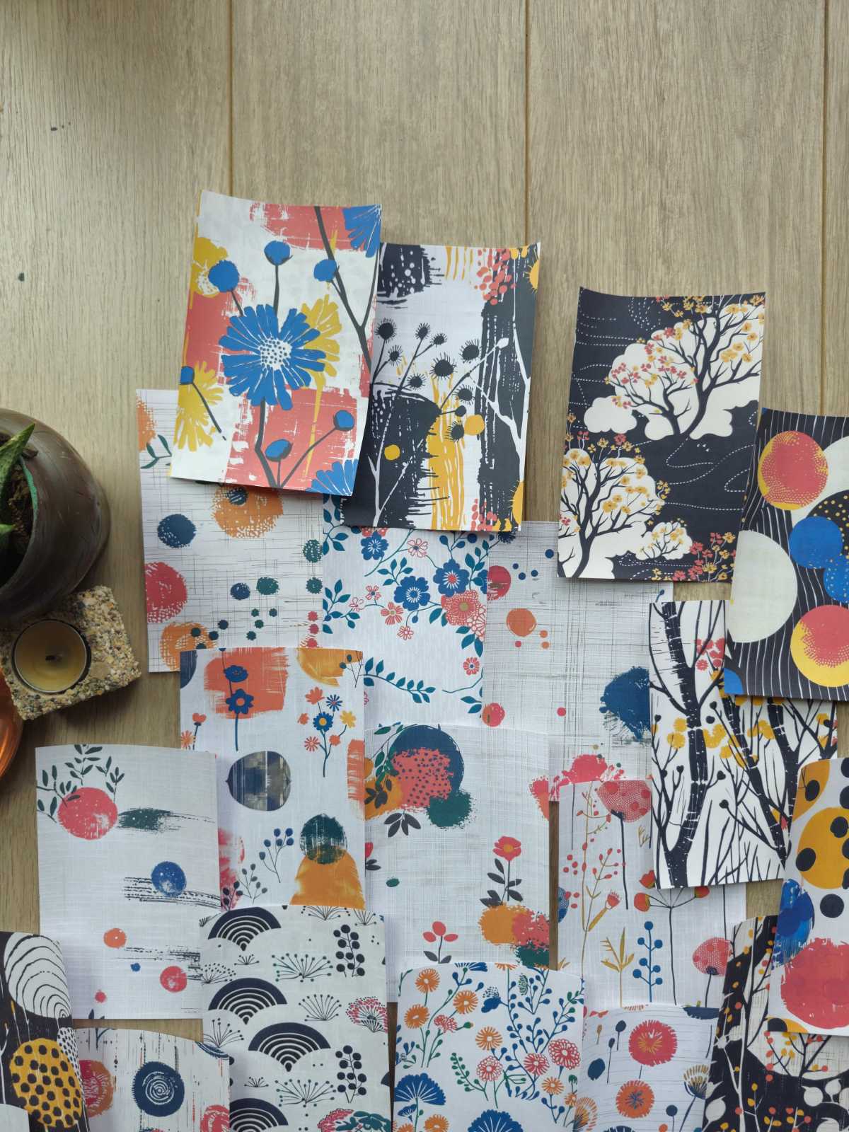 45 Adet Japon Sanatı Soyut Temalı Scrapbook Kağıt Seti Bullet Journal Dekupaj Kağıdı