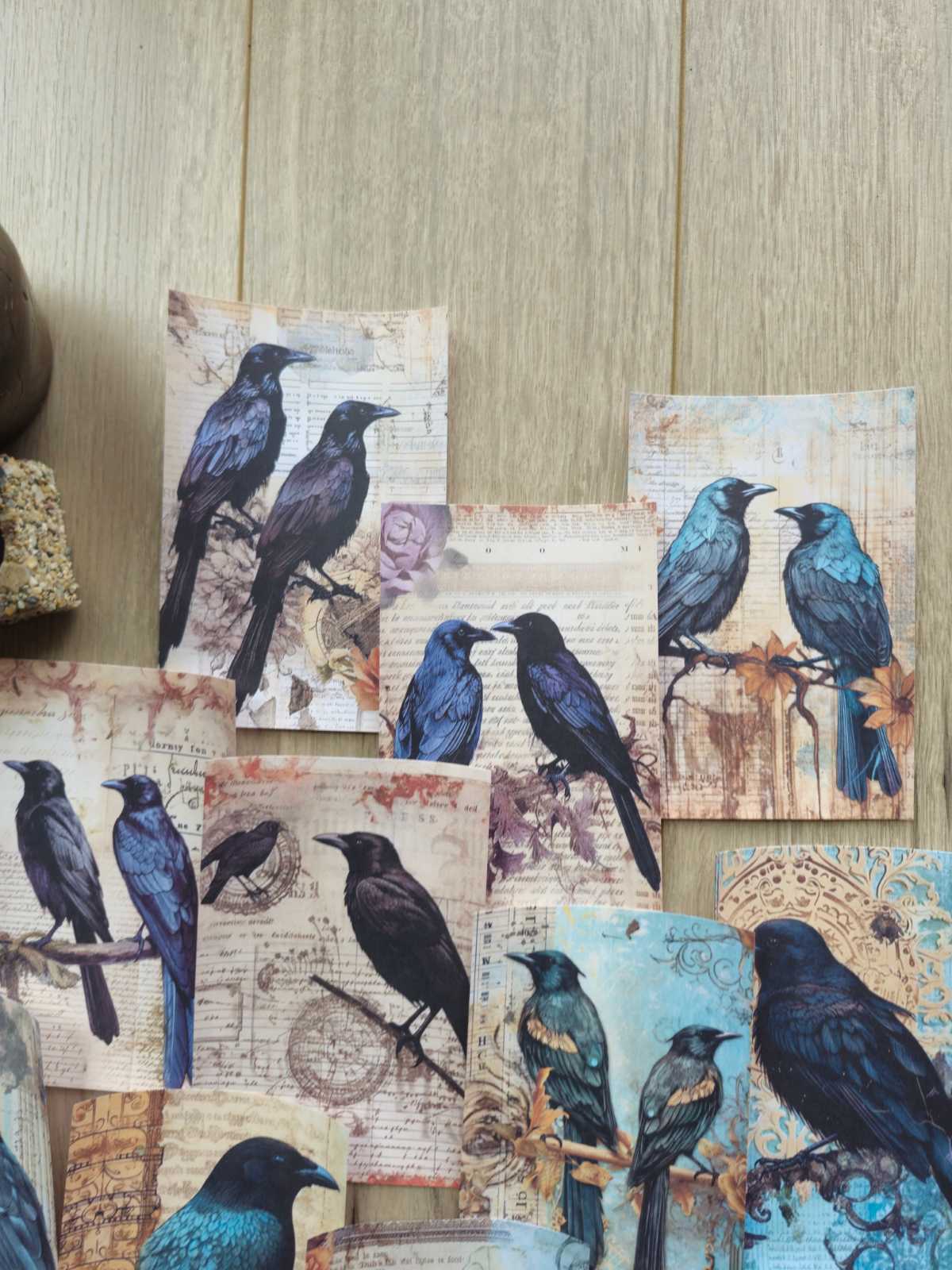 15 Adet Vintage Karga Temalı Scrapbook Kağıt Seti Bullet Journal Dekupaj Kağıdı