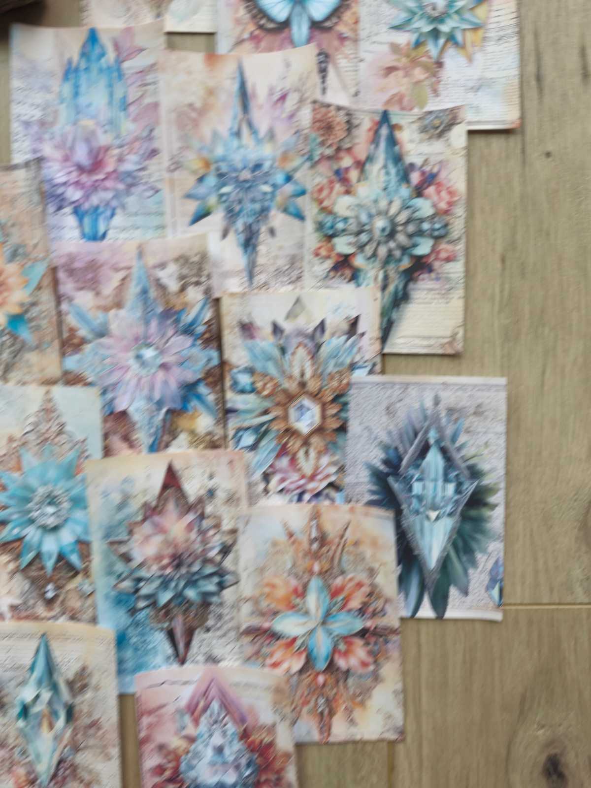15 Adet Vintage Kristal Çiçek Temalı Scrapbook Kağıt Seti Bullet Journal Dekupaj Kağıdı