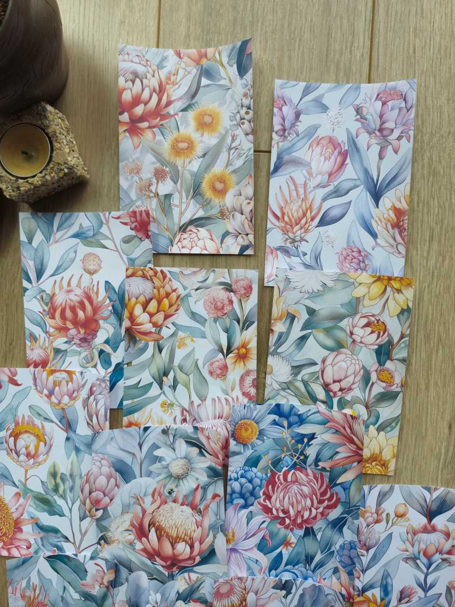 15 Adet Soft Pastel Çiçek Temalı Scrapbook Kağıt Seti Bullet Journal Dekupaj Kağıdı