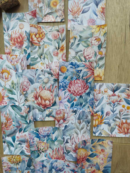 15 Adet Soft Pastel Çiçek Temalı Scrapbook Kağıt Seti Bullet Journal Dekupaj Kağıdı