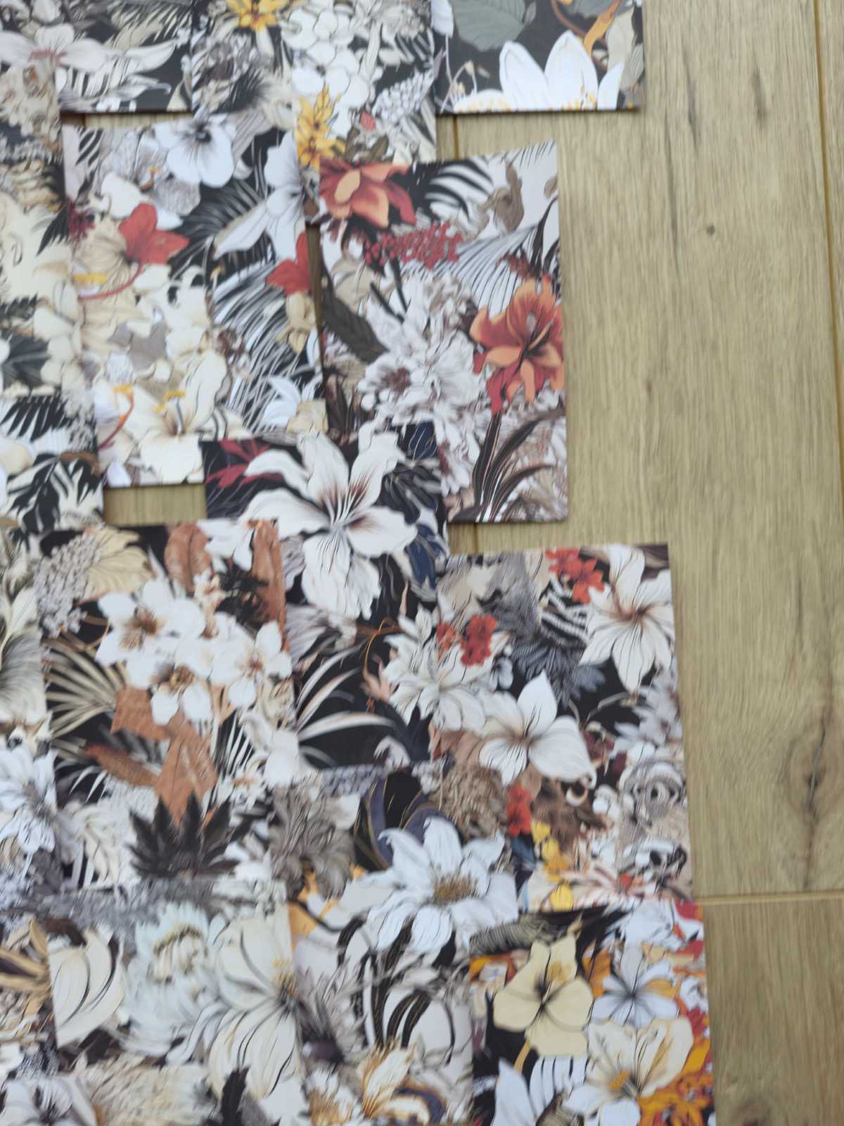 15 Adet Kırmızı Siyah Beyaz Çiçek Temalı Scrapbook Kağıt Seti Bullet Journal Dekupaj Kağıdı