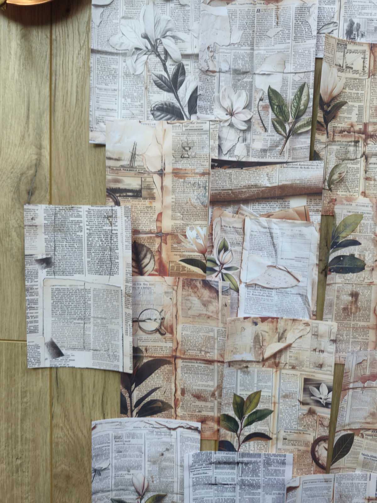 15 Adet Vintage Eskitme Gazete Temalı Scrapbook Kağıt Seti Bullet Journal Dekupaj Kağıdı