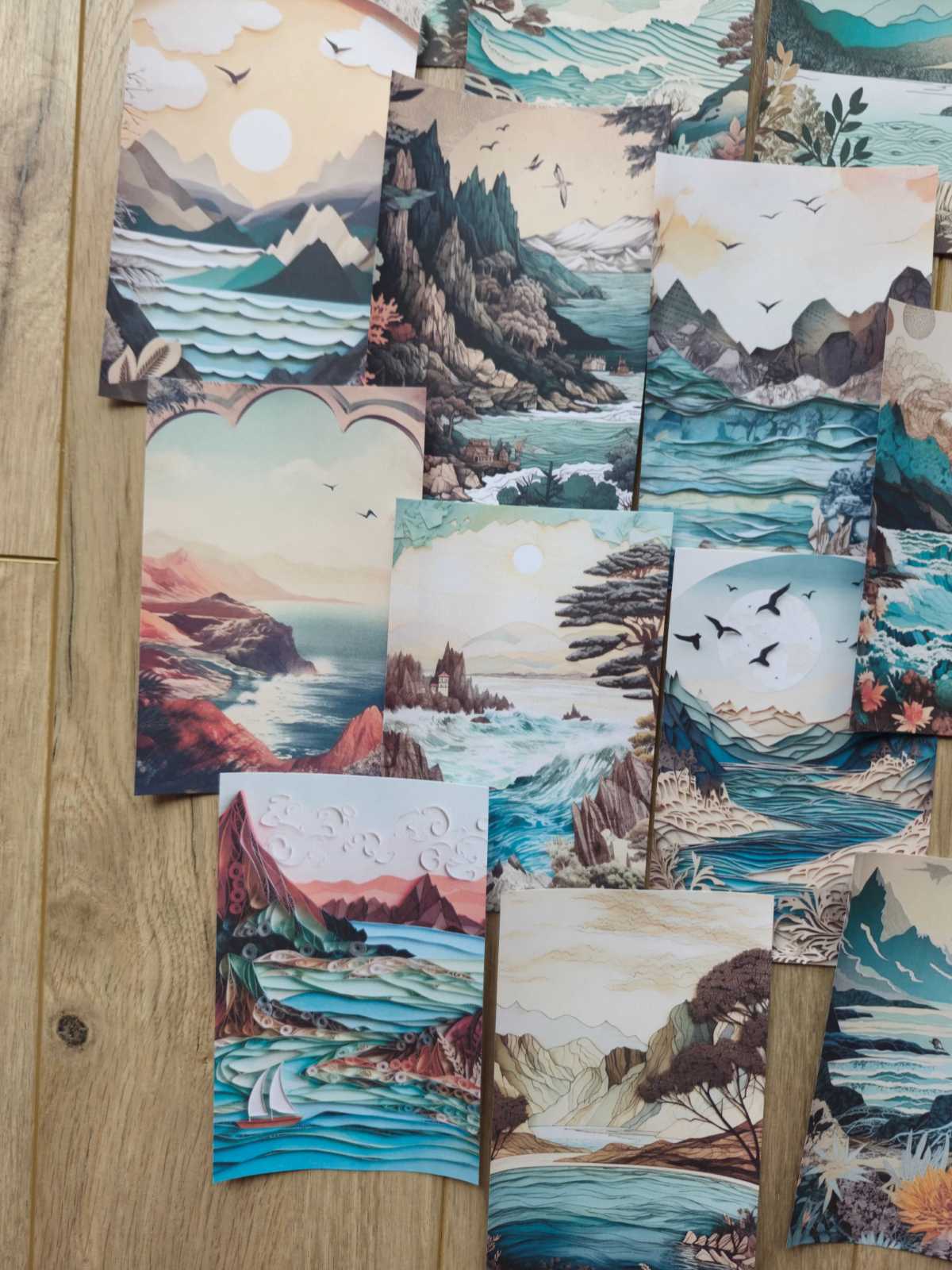 15 Adet Manzara Temalı Scrapbook Kağıt Seti Bullet Journal Dekupaj Kağıdı