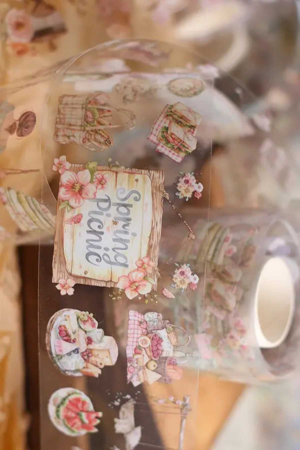 Şeffaf Kız Tema Pet Bant Rulo 6cmx2m Scrapbook Bullet Journal Ajanda Washi Tape