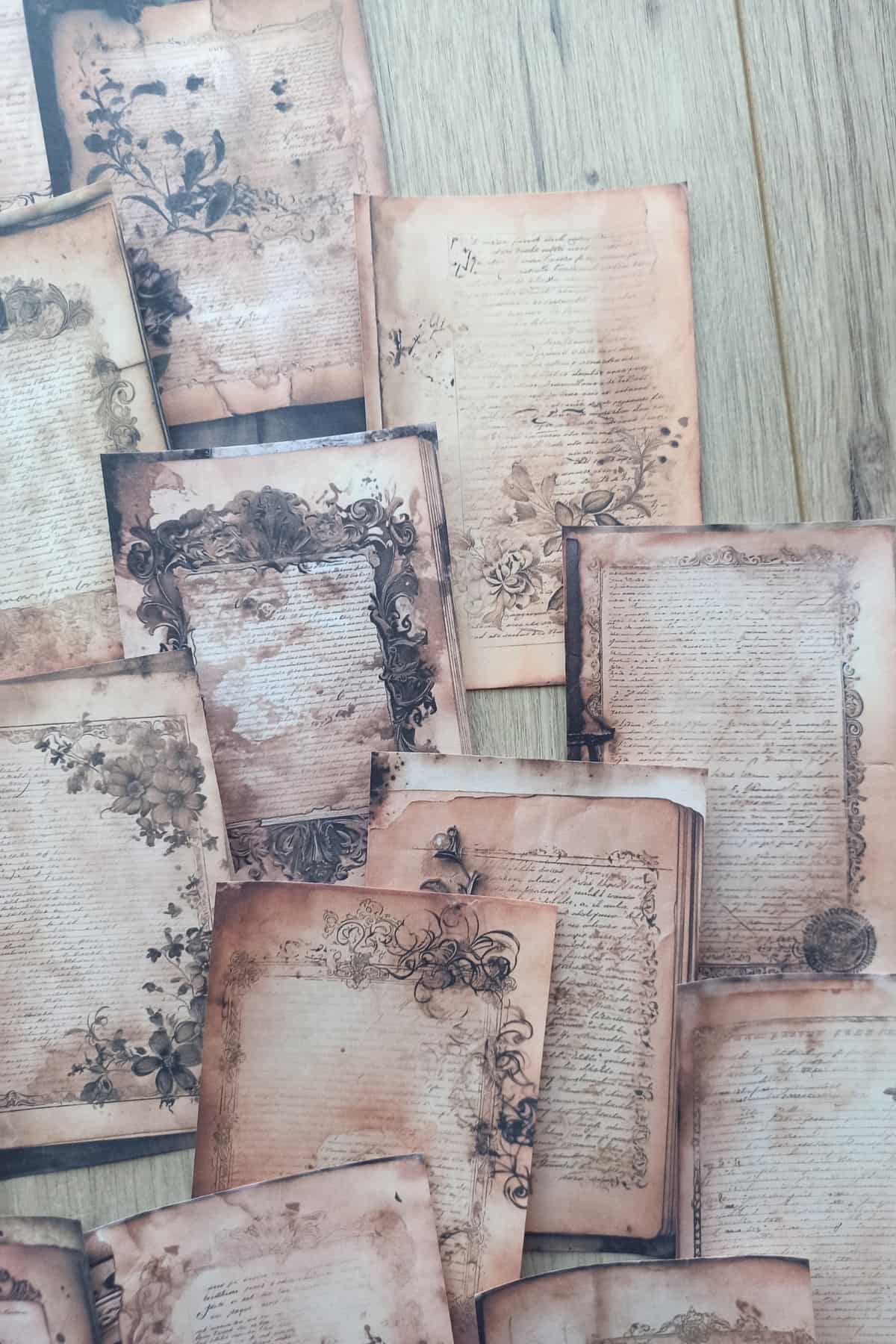 20 Adet Eskitme Vintage Temalı Scrapbook Kağıt Seti Bullet Journal Dekupaj Kağıdı