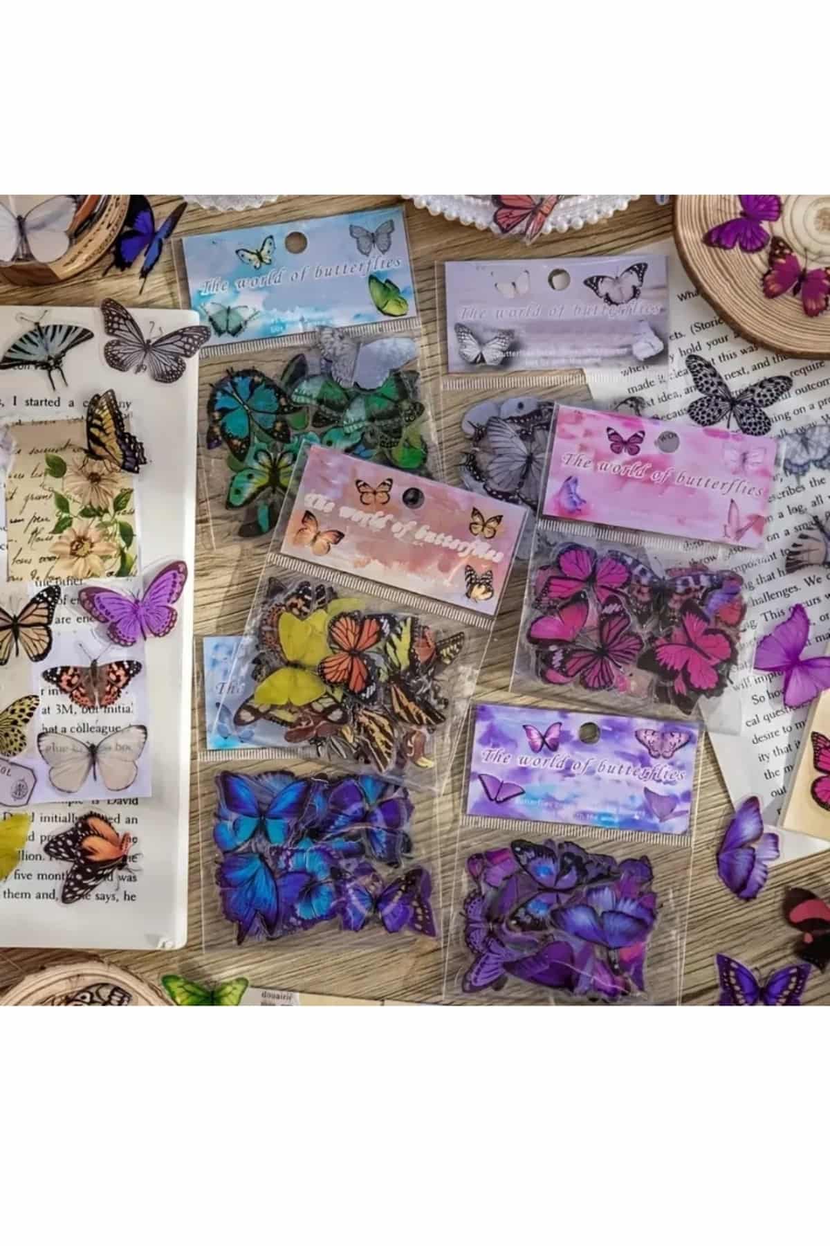 40 Adet Mor Kelebek Şeffaf Sticker Bullet Journal Scrapbook Laptop Ajanda Planlayıcı