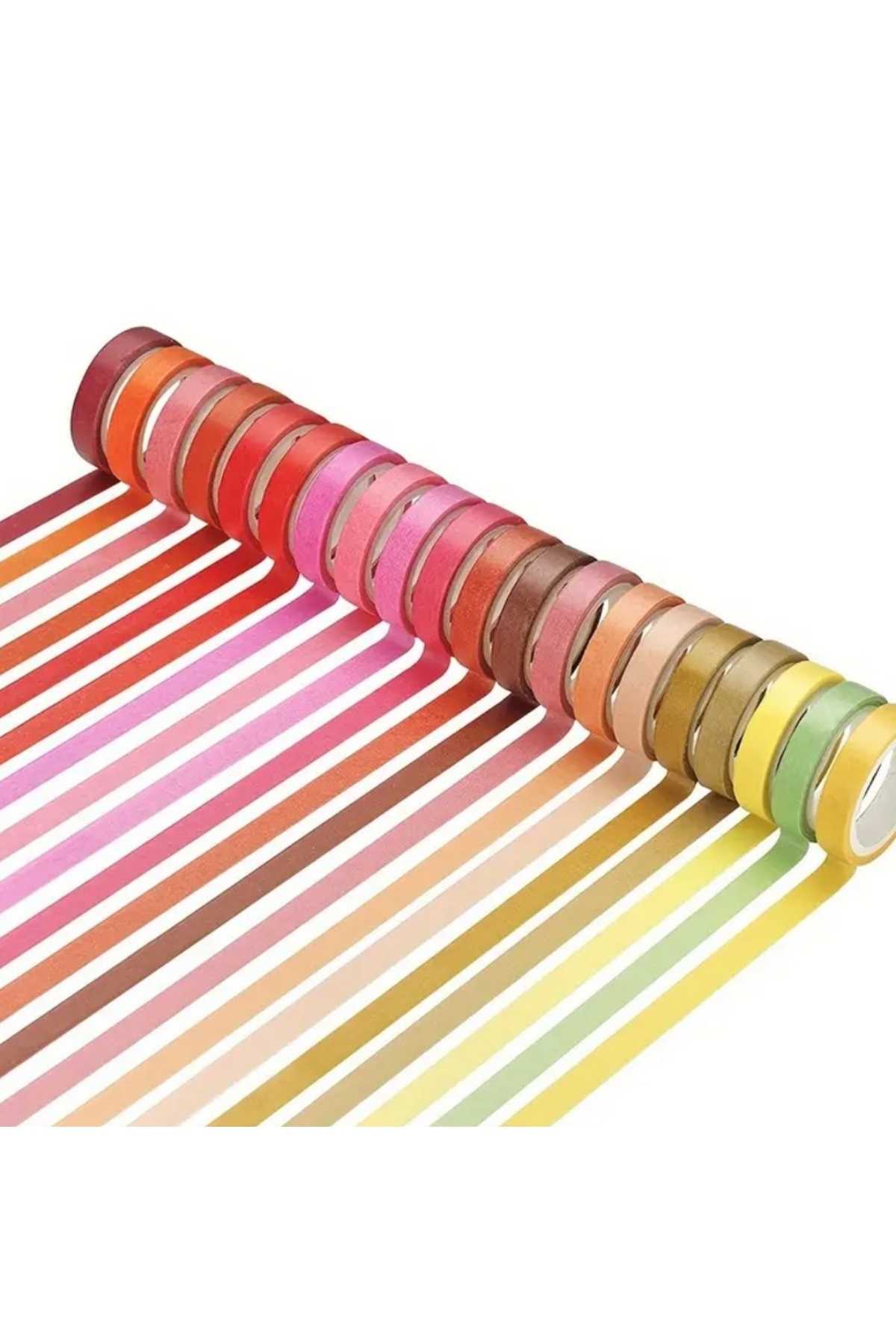 60 Adet Washi Bant Seti Renk Kartelası Gökkuşağı Renkleri Washi Tape Seti Kağıt Bant