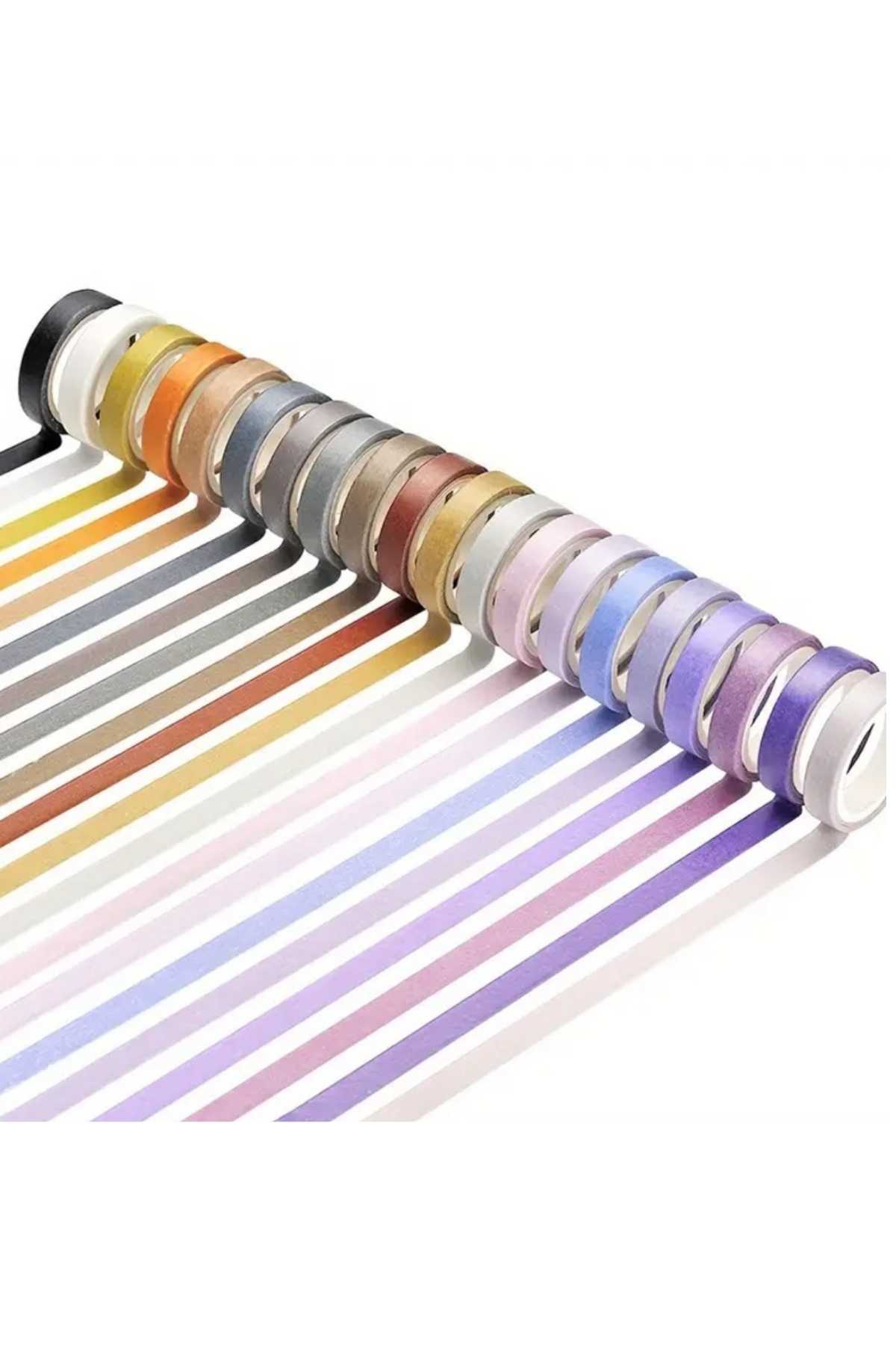 60 Adet Washi Bant Seti Renk Kartelası Gökkuşağı Renkleri Washi Tape Seti Kağıt Bant