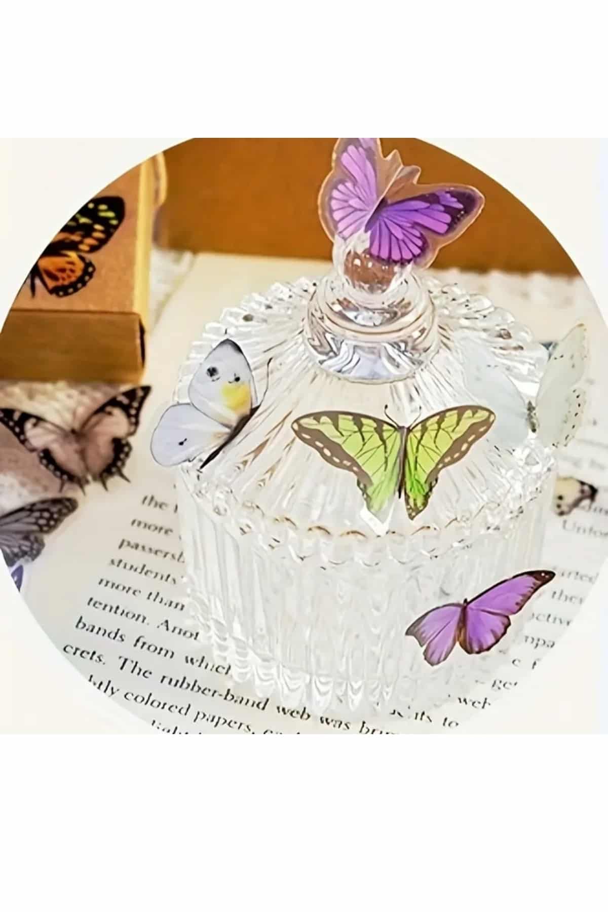 40 Adet Mor Kelebek Şeffaf Sticker Bullet Journal Scrapbook Laptop Ajanda Planlayıcı