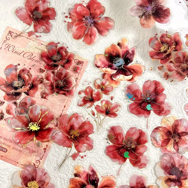 20 Adet Yaldızlı Şeffaf Çiçek Sticker Seti Bullet Journal Scrapbook Şeffaf Sticker Laptop Ajanda Planlayıcı