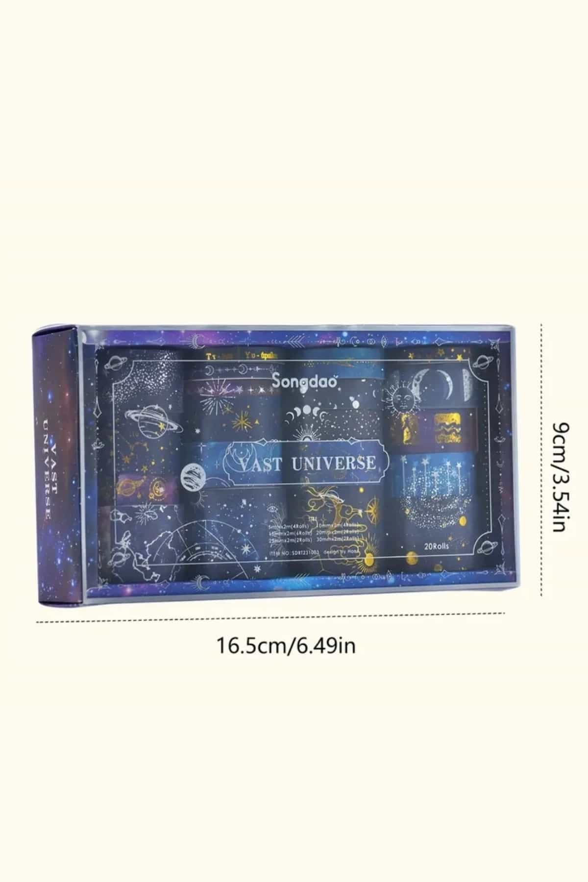 20 Adet Galaksi Washi Bant Seti Yaldızlı Kağıt Bant Özel Kutulu Uzay Washi Tape
