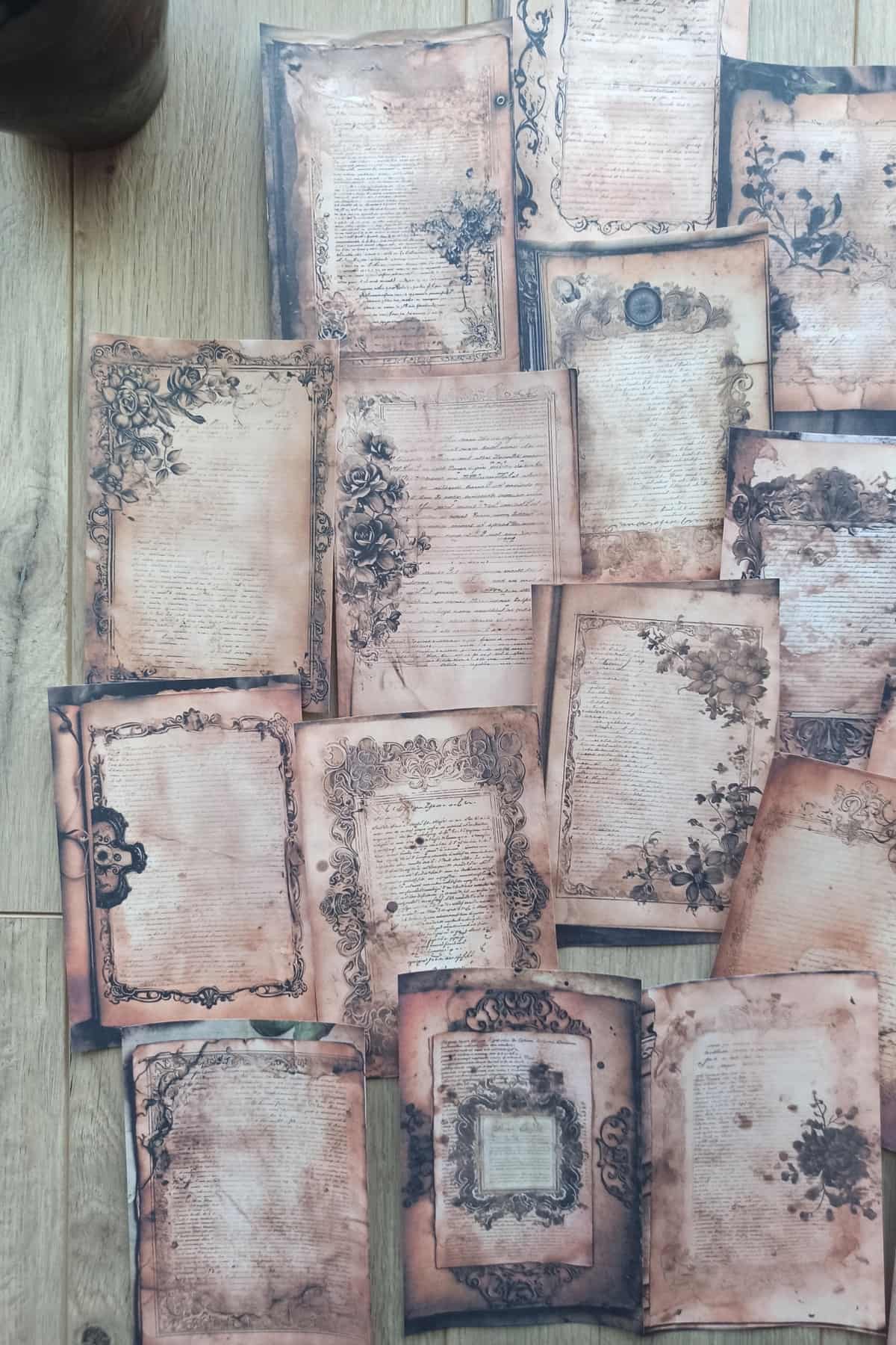 20 Adet Eskitme Vintage Temalı Scrapbook Kağıt Seti Bullet Journal Dekupaj Kağıdı