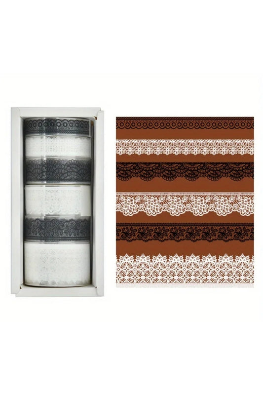 6 Rulo Şeffaf Dantel Desen Bant Scrapbook Bullet Journal Ajanda Günlük Planlayıcı