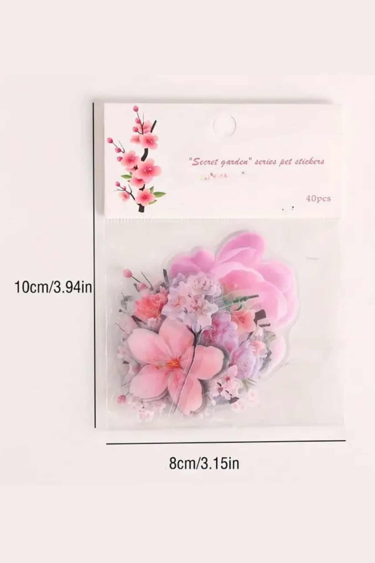 40 Adet Şeffaf Pembe Çiçek Sticker Bullet Journal Scrapbook Laptop Ajanda Planlayıcı Şeftali Çiçeği