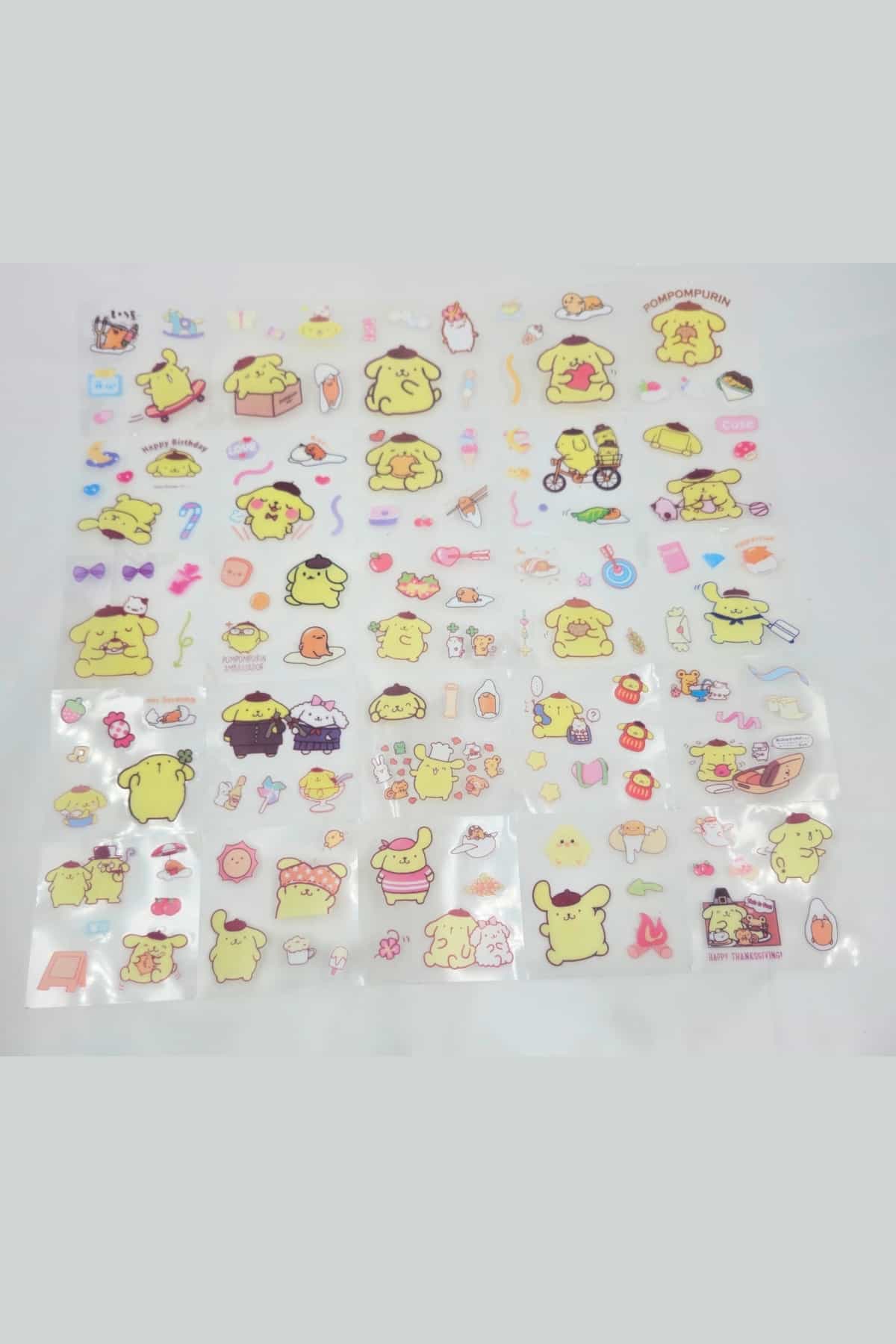 25 Sayfa 125 Adet Şeffaf Sticker Seti Sanrio Kuromi My Melody Hello Kitty PomPom Purin Cinnamaroll