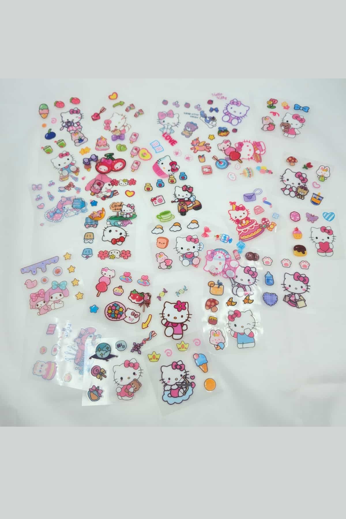 25 Sayfa 125 Adet Şeffaf Sticker Seti Sanrio Kuromi My Melody Hello Kitty PomPom Purin Cinnamaroll