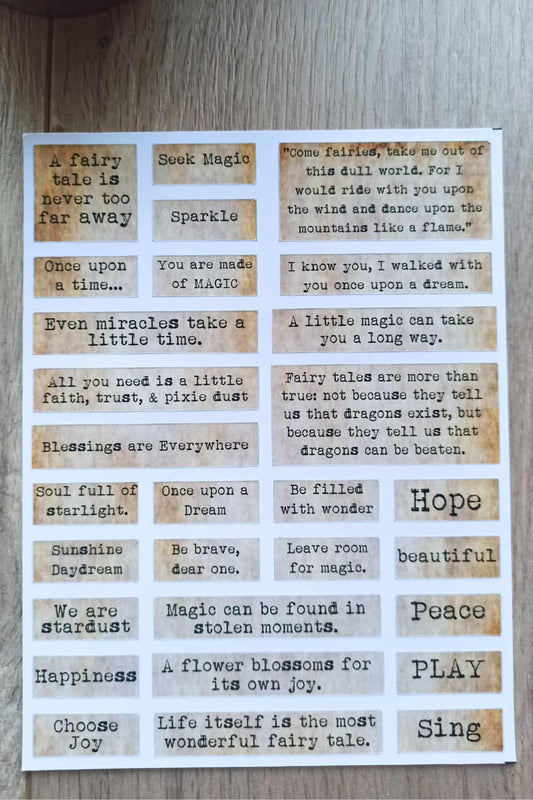 57 Adet Scrapbook Sticker Seti Yazı Cümle Kelime Vintage Bullet Journal Ajanda Laptop Sticker