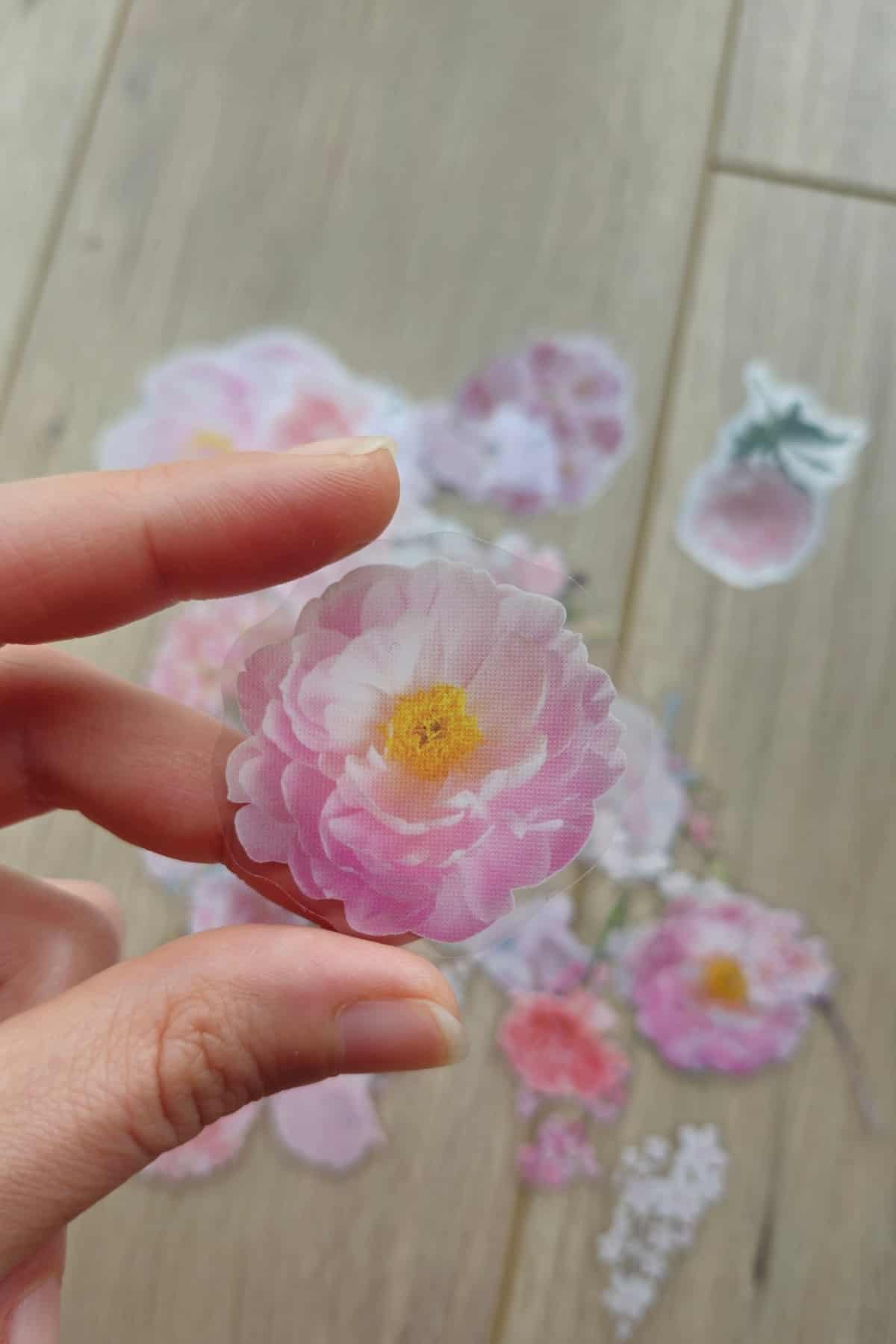 40 Adet Şeffaf Pembe Çiçek Sticker Bullet Journal Scrapbook Laptop Ajanda Planlayıcı Şeftali Çiçeği