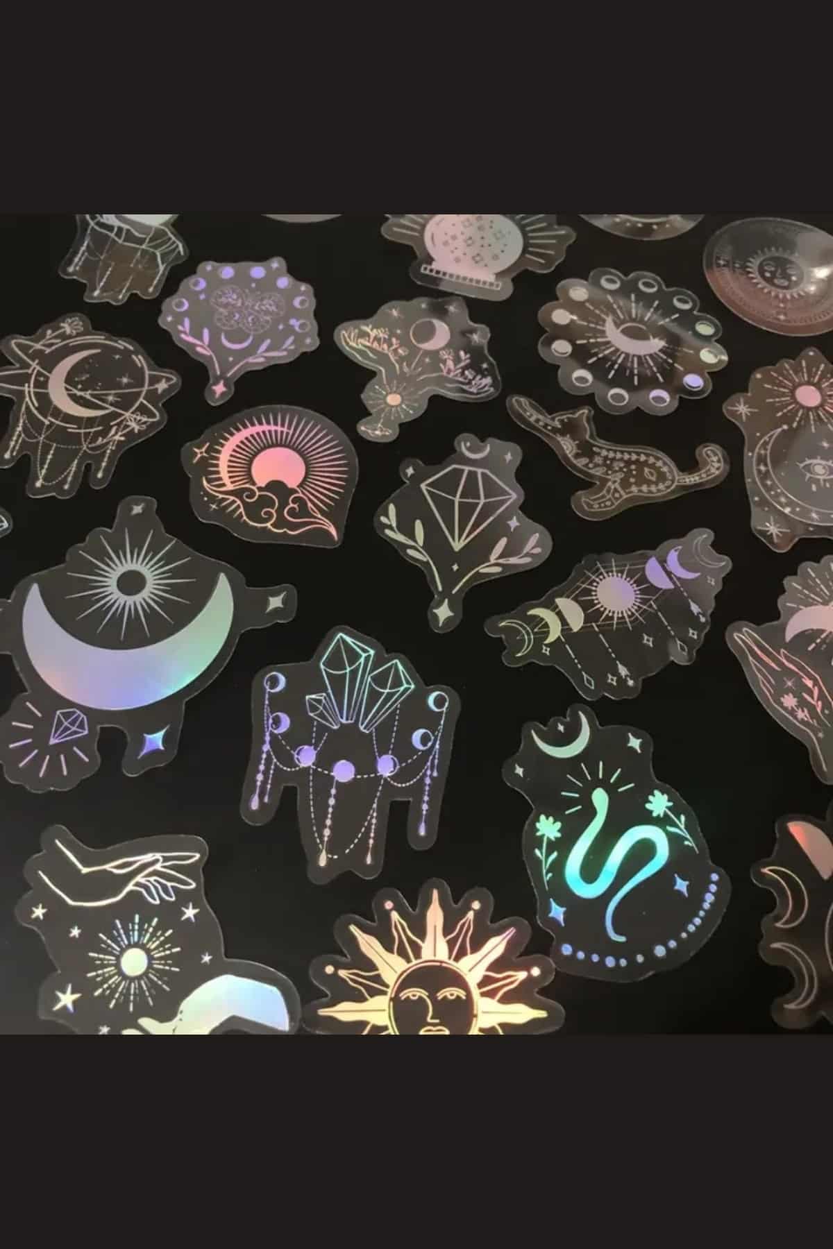50 Adet Astronomi Şeffaf Sticker Bullet Journal Scrapbook Laptop Ajanda Planlayıcı Gümüş Lazer
