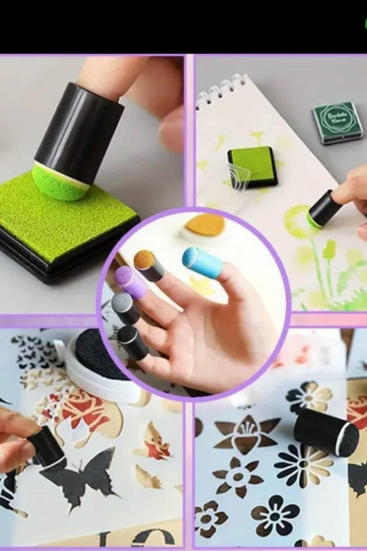 5 Adet Parmak Boya Süngeri Boya Dağıtma Süngeri Yüz Boya Süngeri Scrapbook Bullet Journal