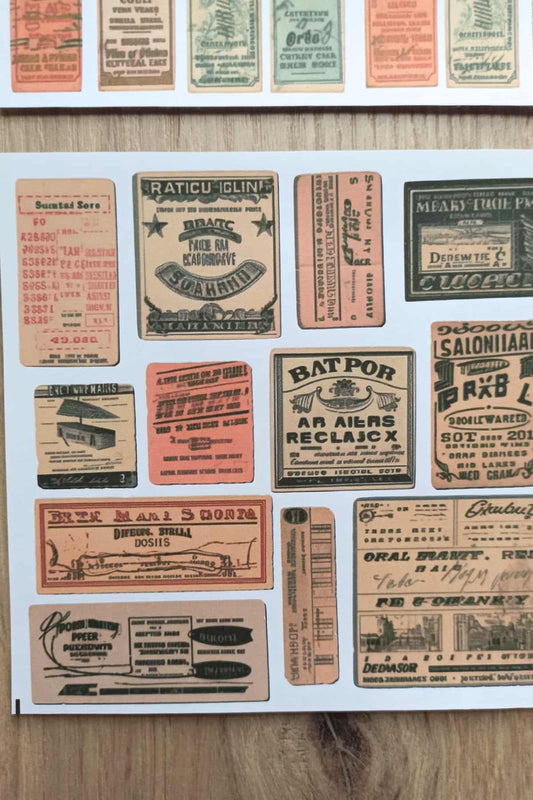 34 Adet Scrapbook Sticker Seti Bullet Journal Sticker Vintage Bilet Etiket Sticker